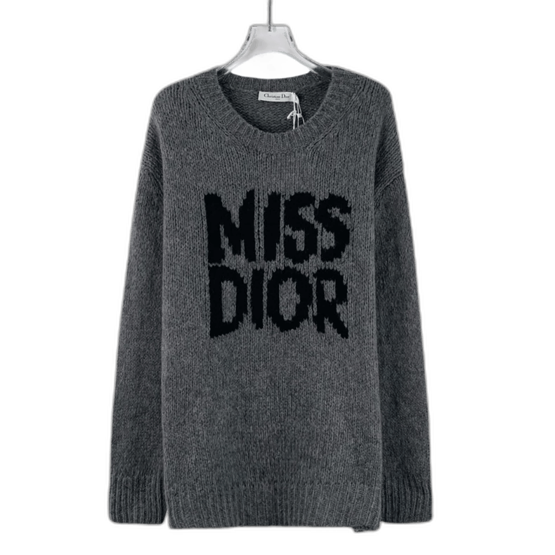 Dior Christian Dior Gray Knit Sweater with Logo Size S / US 4 / IT 40 - 1 Thumbnail