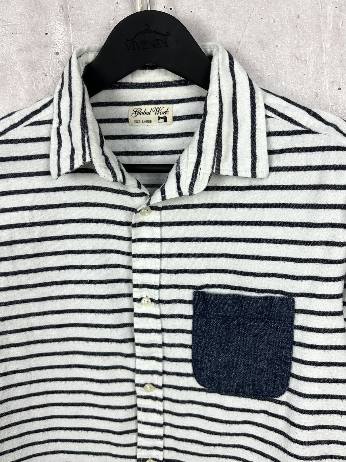 Global Work × Japanese Brand × Vintage Global Work Flannel Stripped Men's Long Sleeve Shirt Size US M / EU 48-50 / 2 - 4 Thumbnail