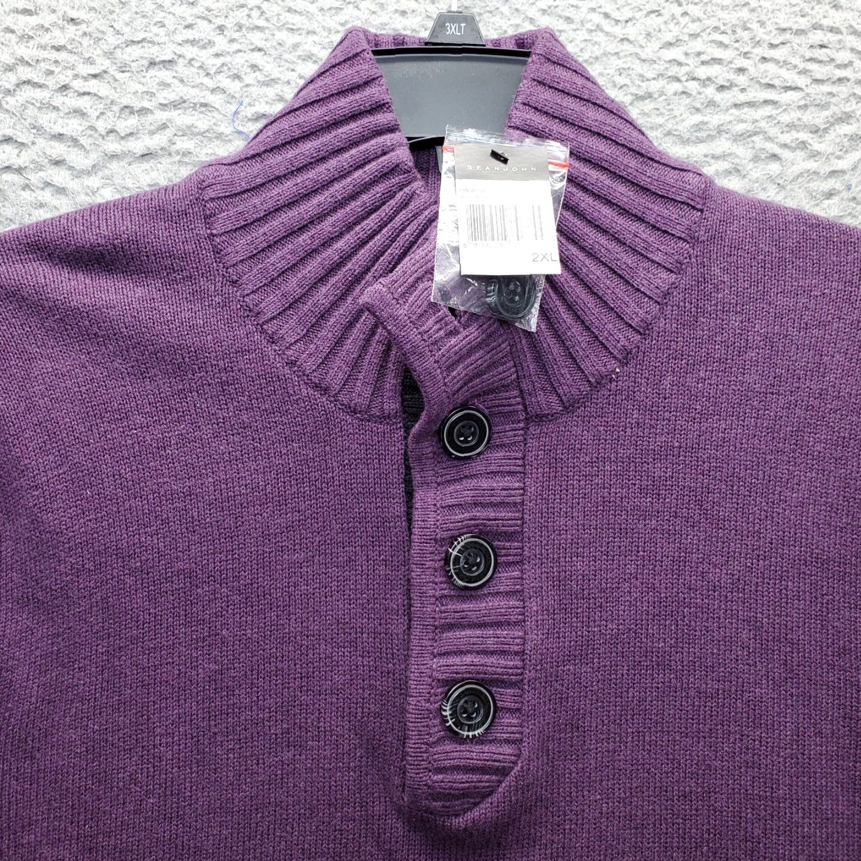 Sean John Sean John Sweater Mens Size 2XL Purple Long Sleeve Mock Neck Ribbed Hem Button Knit Pullover Folding into Casual Mens Sweater Size US XXL / EU 58 / 5 - 7 Thumbnail