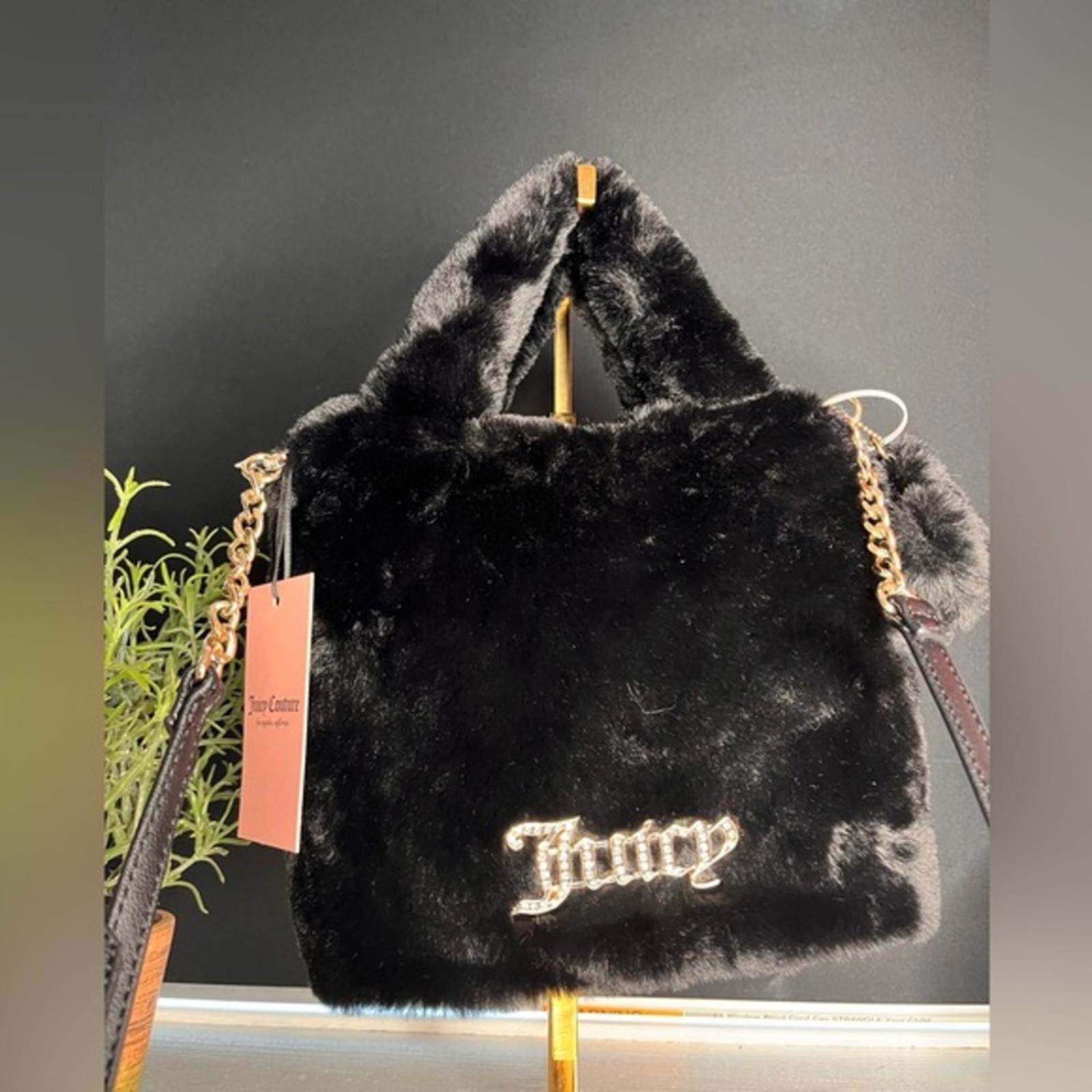Juicy Couture Jeans Juicy Couture Fluffy Mini Tote Bag With Removable Strap in Black, Women's