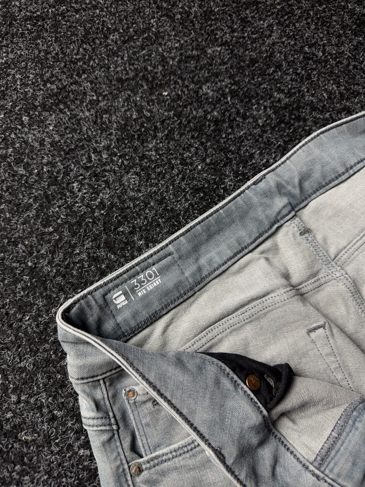 G-Star 00s Retro G-Star RAW 3301 Mid Skinny Faded Grey Denim Jeans Size 30" / US 8 / IT 44 - 8 Thumbnail