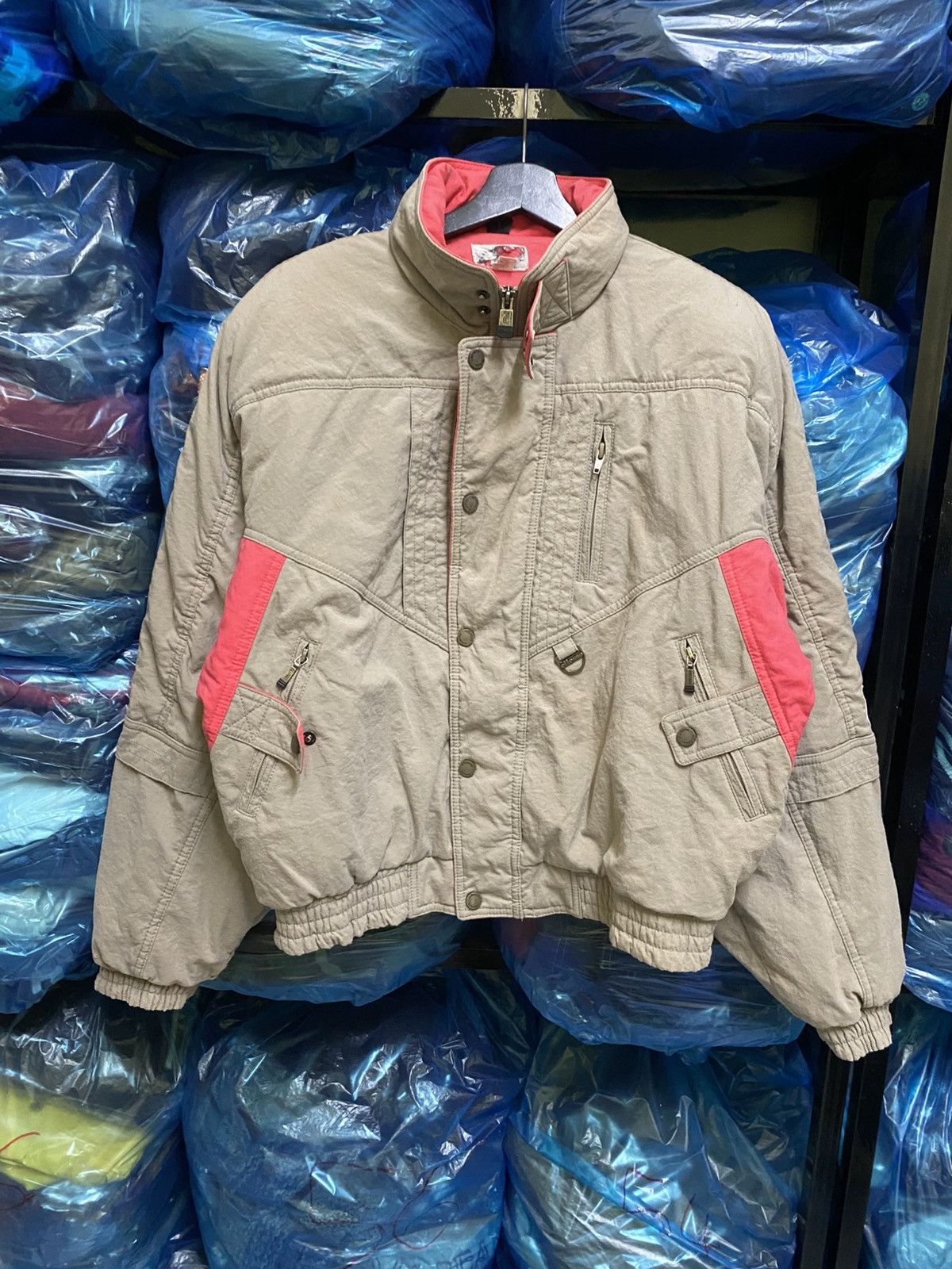 Ellesse Vintage 90s Japan Workwear Bomber Jacket Coral Accents Size US M / EU 48-50 / 2 - 3 Thumbnail