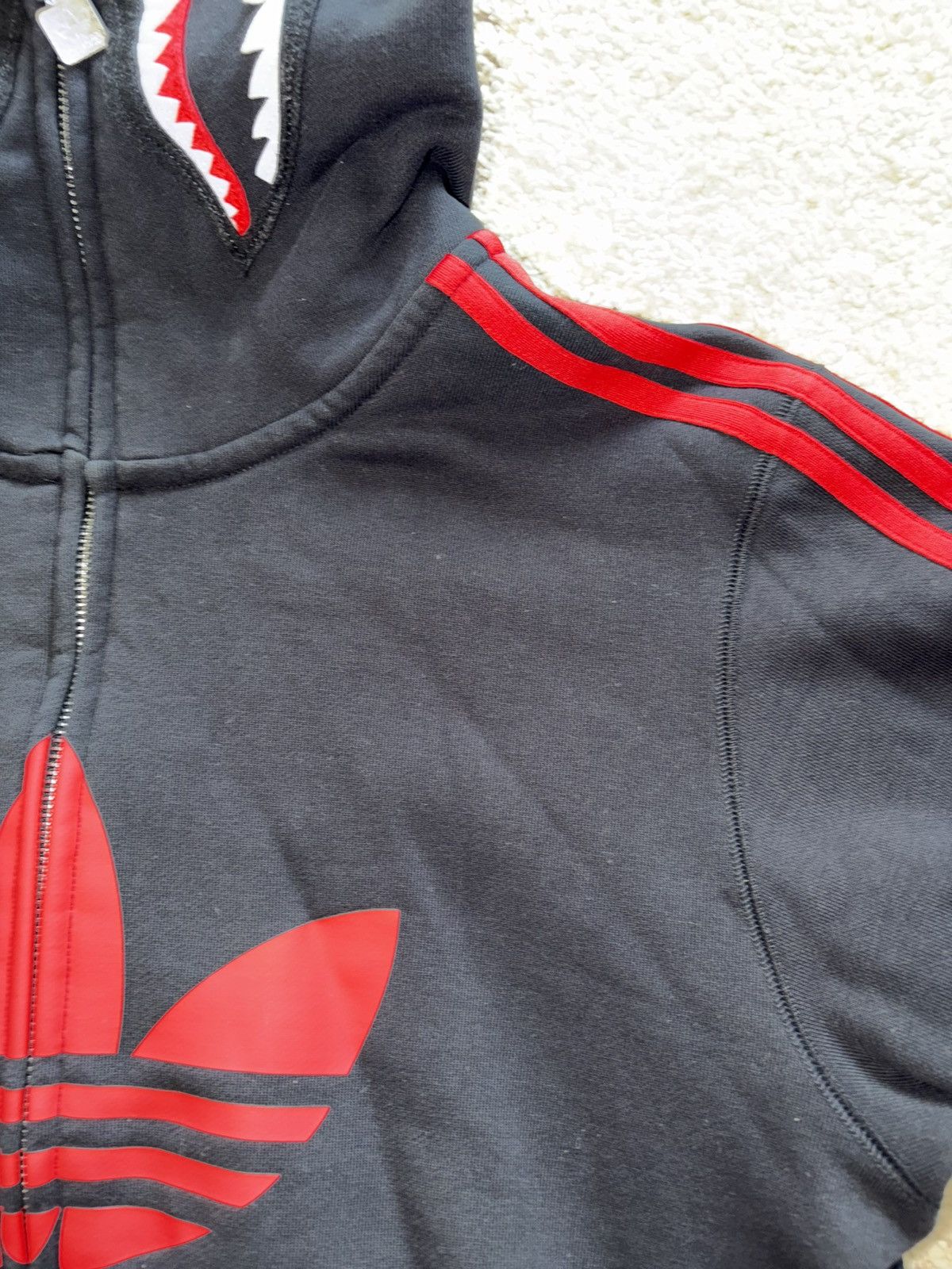 Adidas × Bape UVP7 Bape x adidas Shark Fleece Full Zip Up Hoodie (Black) Size US M / EU 48-50 / 2 - 9 Thumbnail