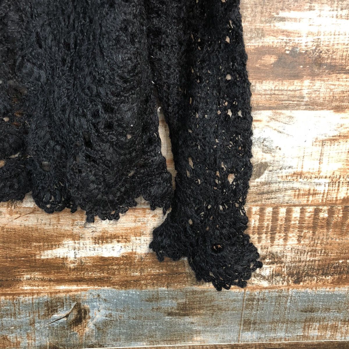 Handmade Japan vintage meshnet crochet Black knitwear #A2492 Size S / US 4 / IT 40 - 8 Thumbnail