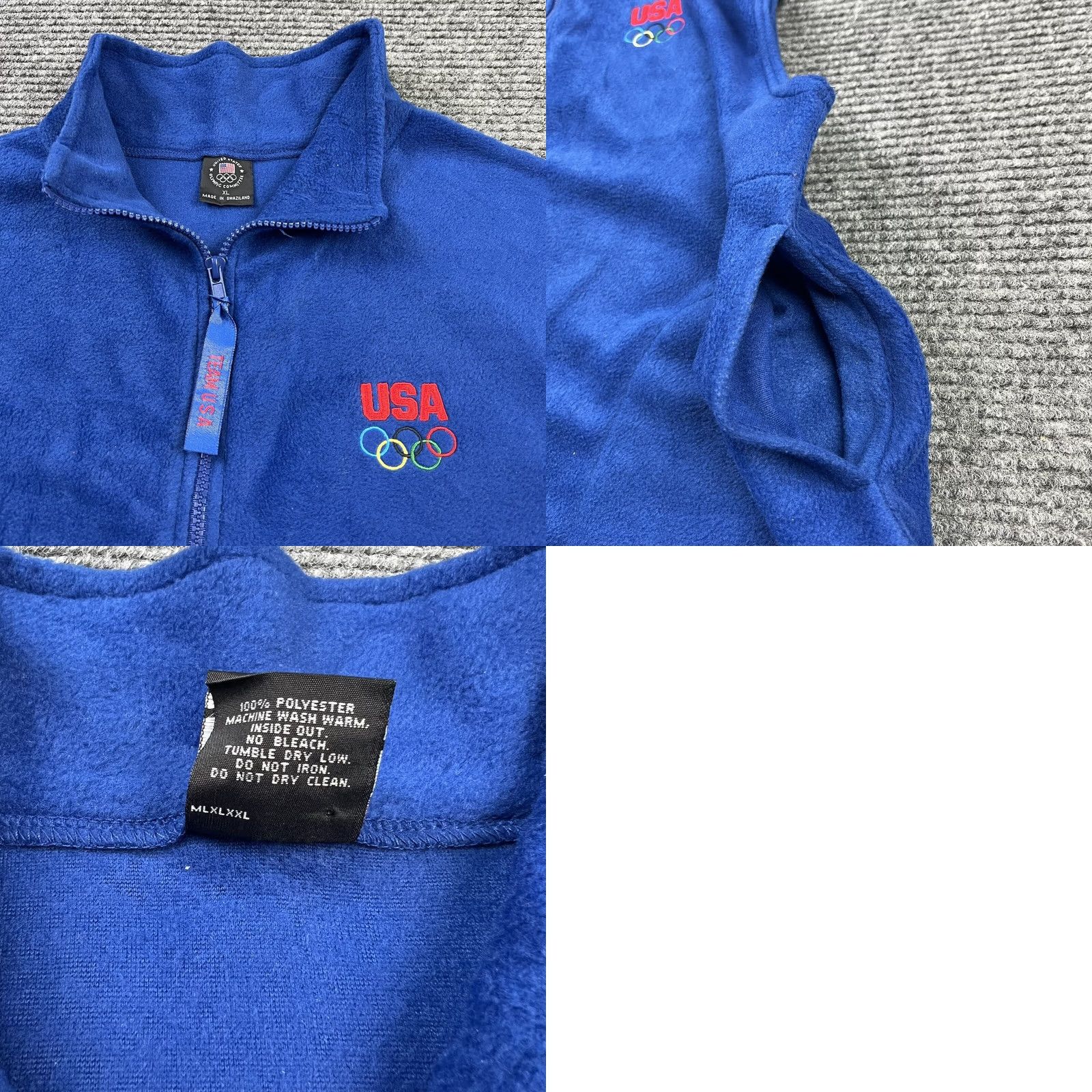 Vintage VINTAGE 90s Blue Fleece Full Zip XL Embroidered USA Olympics Logo Vest Size US XL / EU 56 / 4 - 8 Thumbnail
