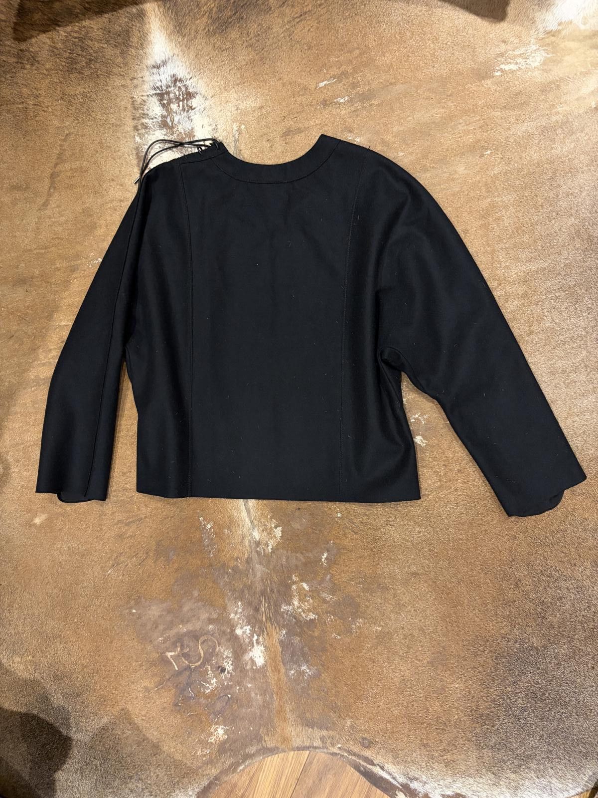 Tom Ford Tom Ford Black Wool-Silk Top with Leather Drawstring Detail Size S / US 4 / IT 40 - 11 Thumbnail