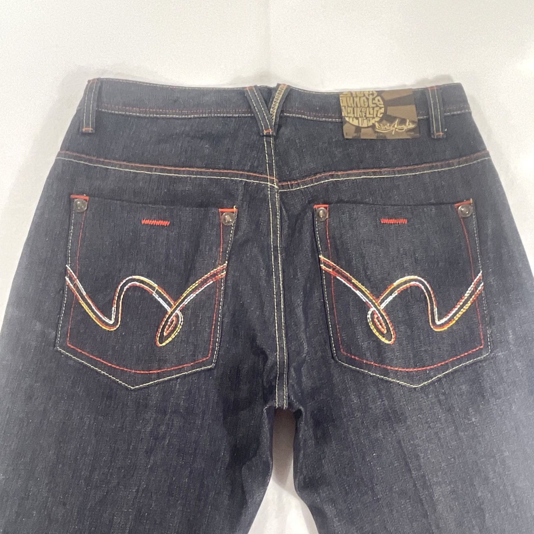 CO VINTAGE 5ive Jungle & Co Jeans 36 Mens Dark Blue 5-Pocket Distressed Wide-Leg Cotton Denim Hip Hop Baggy 90s Style Casual Mens Jeans Size US 36 / EU 52 - 2 Thumbnail