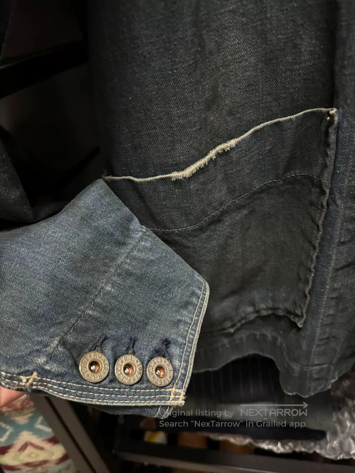 RRL Ralph Lauren RRL Vintage Style Denim Jacket with Brown Collar. Size US M / EU 48-50 / 2 - 5 Thumbnail