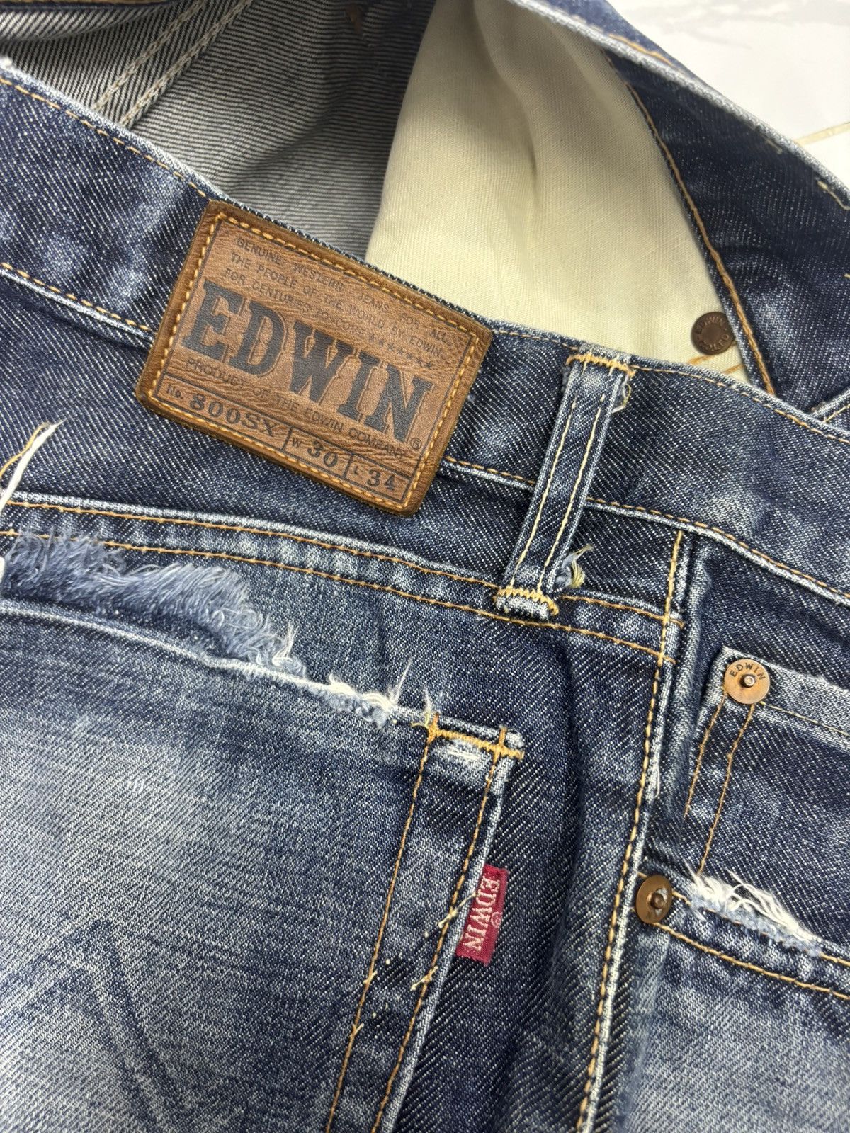 Edwin 🔥EDWIN 800sx FLARE JEANS DISTRESSED DENIM BOOTCUT JEANS Size US 28 / EU 44 - 9 Thumbnail