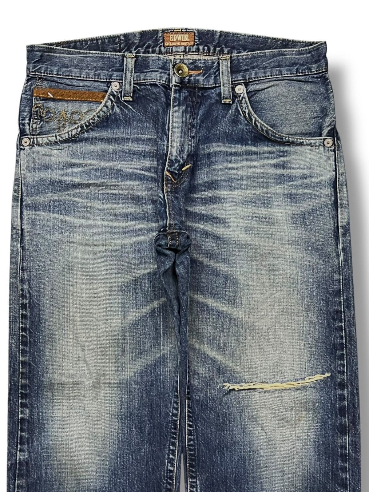 Edwin Loose Vintage Edwin 403 Japan - Black Distressed Denim Size US 34 / EU 50 - 4 Thumbnail