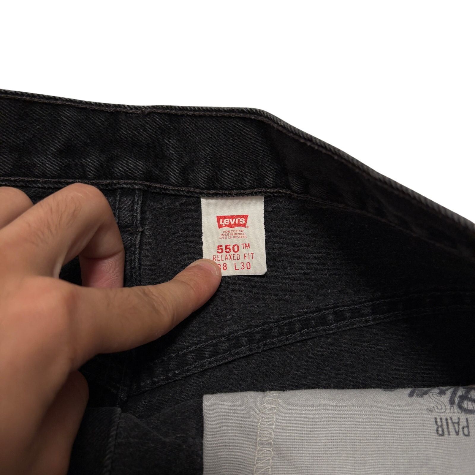 Levi's VTG 90s Levi's 550 Black Relaxed Fit Tapered Leg Denim Jeans Size US 36 / EU 52 - 3 Thumbnail