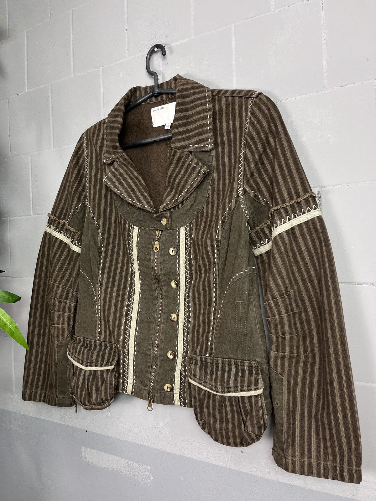 Vintage RECONSTRUCTED SASHIKO HEAVY COTTON BLAZER JACKET - 2400 Size M / US 6-8 / IT 42-44 - 5 Thumbnail