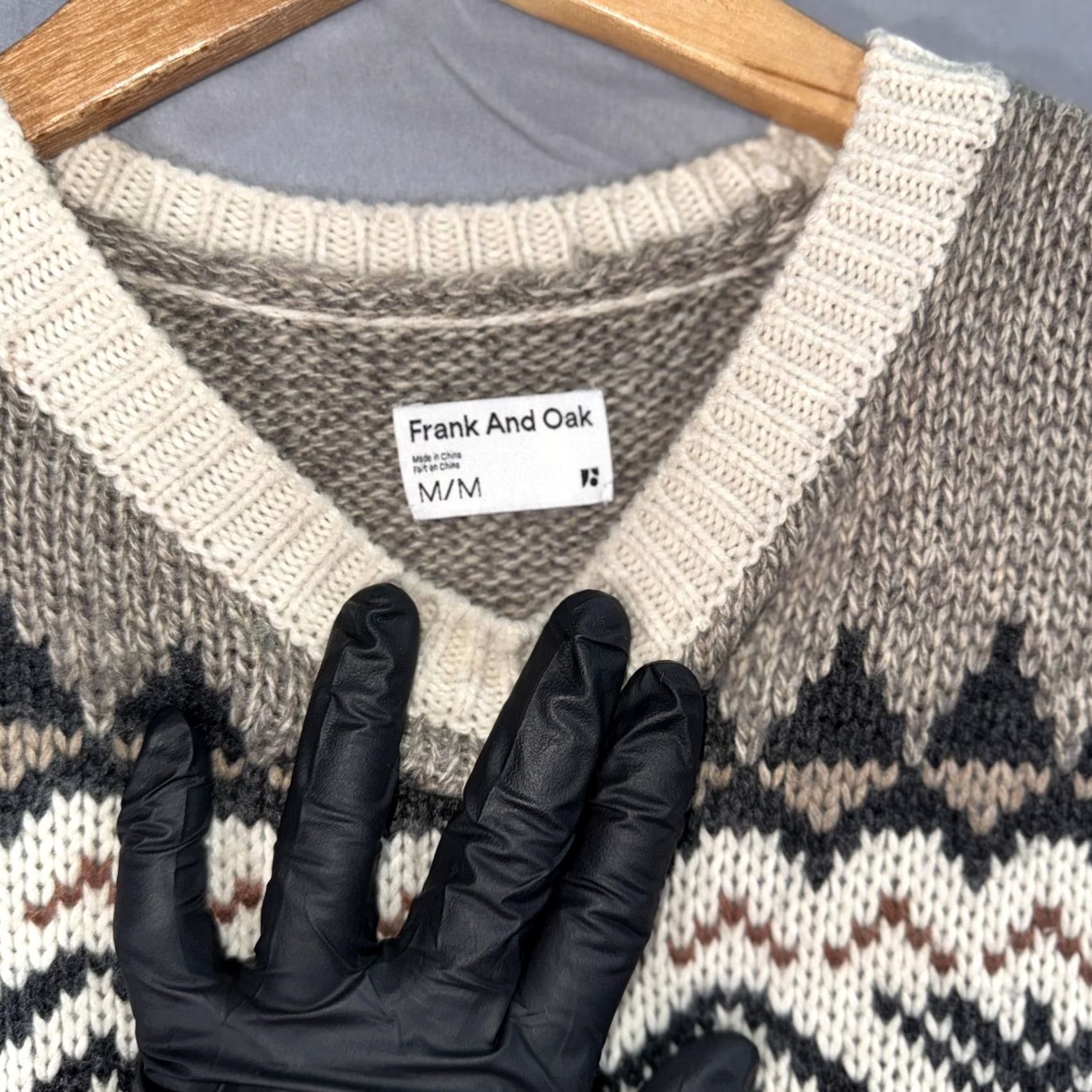 Frank And Oak Frank And Oak Sweater Mens Medium Gray Wool Blend Fair Isle Crewneck Pullover Size US M / EU 48-50 / 2 - 3 Thumbnail