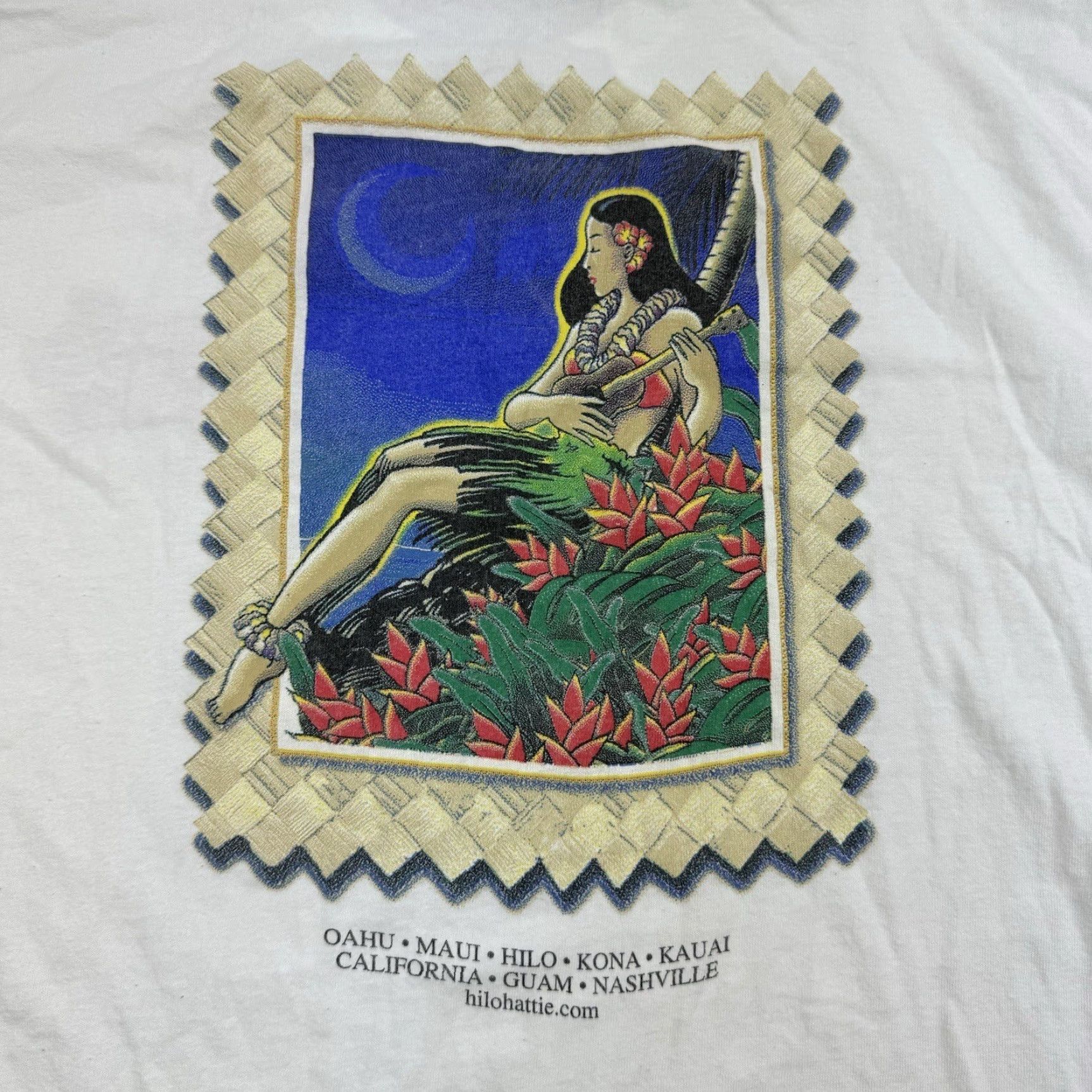 Hanes VINTAGE Hilo Hattie Shirt Adult XL White Hawaiian 90s Y2K Promo Hawaiian 90s Mens XL White Shirt Size US XL / EU 56 / 4 - 2 Thumbnail