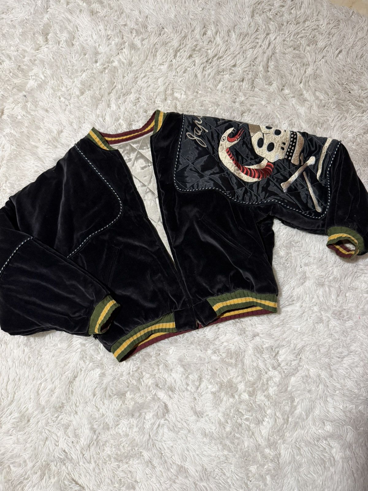Kapital Kapital Rain Skull and Snake-Satin Sham Bomber Jacket