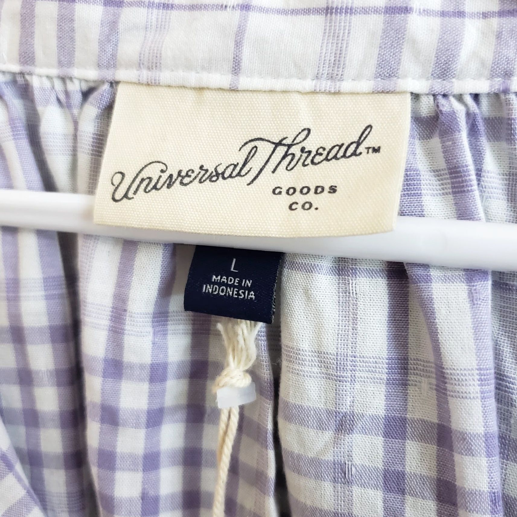 Vintage Universal Thread Womens Top Blouse Long Sleeve Round Neck Purple White Plaid Cotton Blend L Large Size L / US 10 / IT 46 - 5 Thumbnail