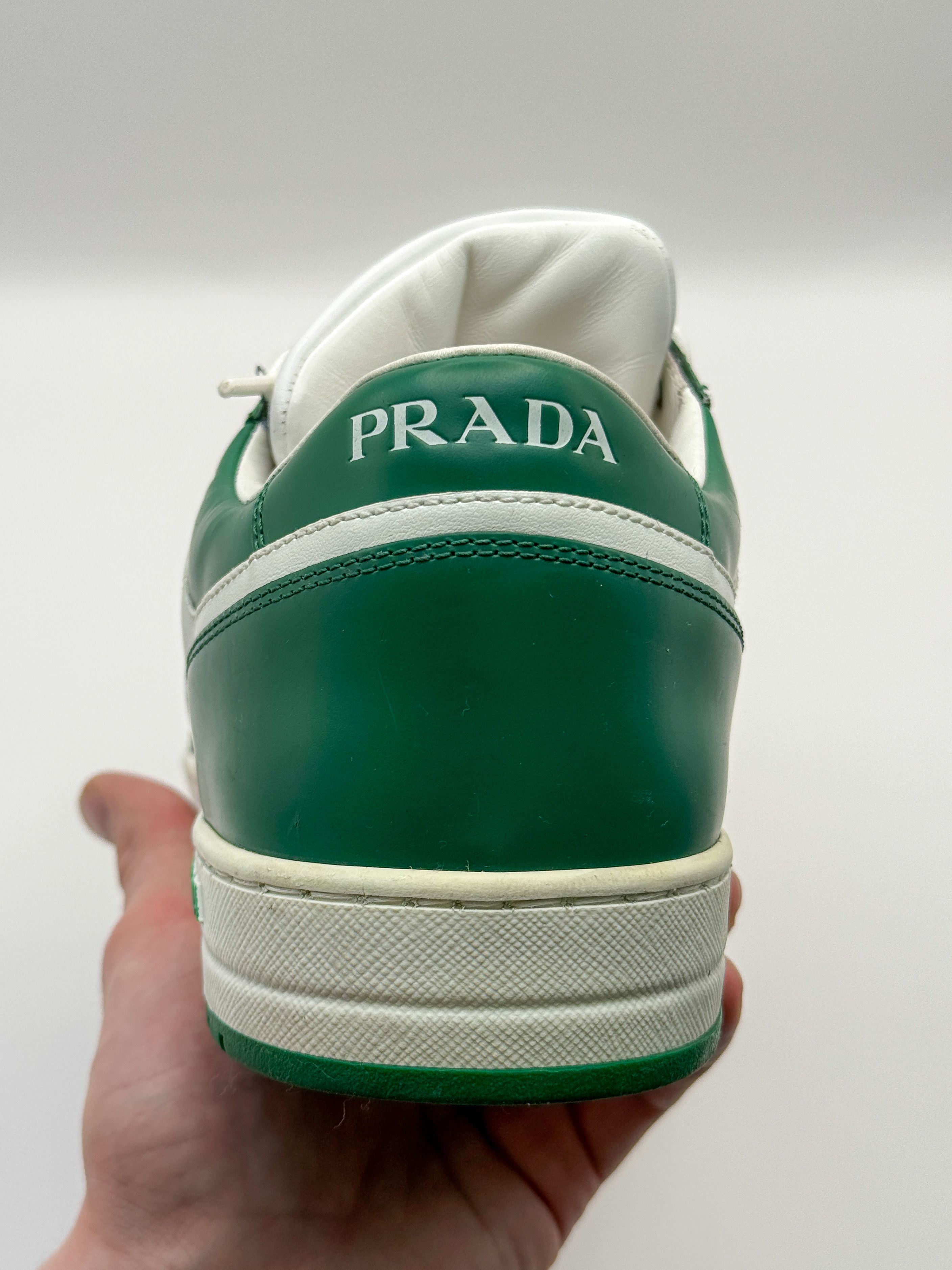 Prada Prada Downtown Sneakers Shoes White/Green Leather Size US 9 / EU 42 - 8 Thumbnail