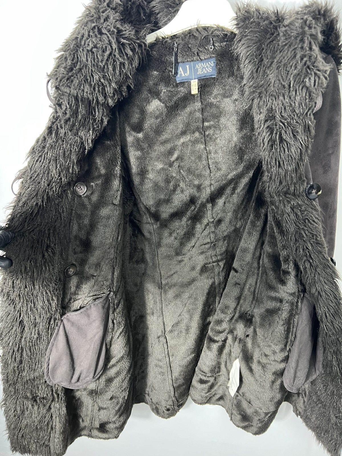 Giorgio Armani Vintage streetwear Y2k Armani Jeans Faux Fur Coat Jacket Size M / US 6-8 / IT 42-44 - 10 Thumbnail