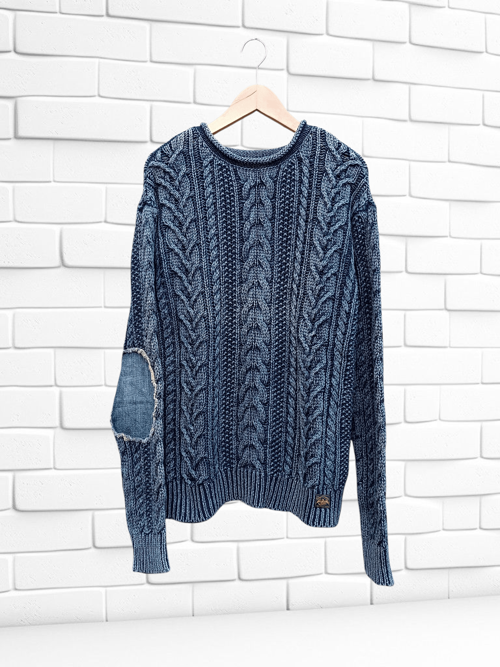 Denim & Supply Ralph Lauren Sweater Knit Indigo Dyed Wash Elbow Patch Denim Size US M / EU 48-50 / 2 - 1 Thumbnail