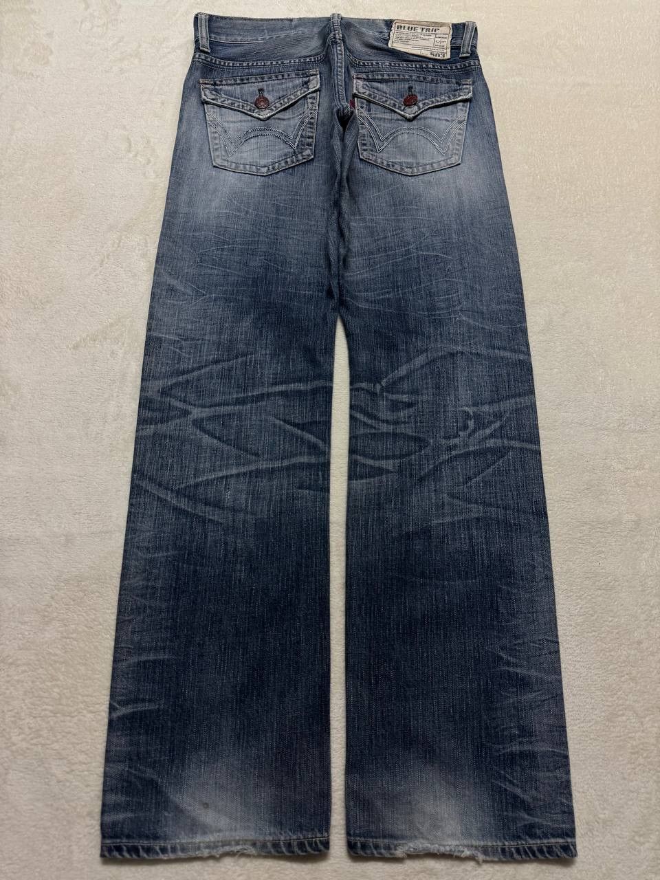 Japanese Brand THRASHED 90s Edwin Sick Faded Distressed Twist Leg Blue Jean Size US 32 / EU 48 - 15 Thumbnail