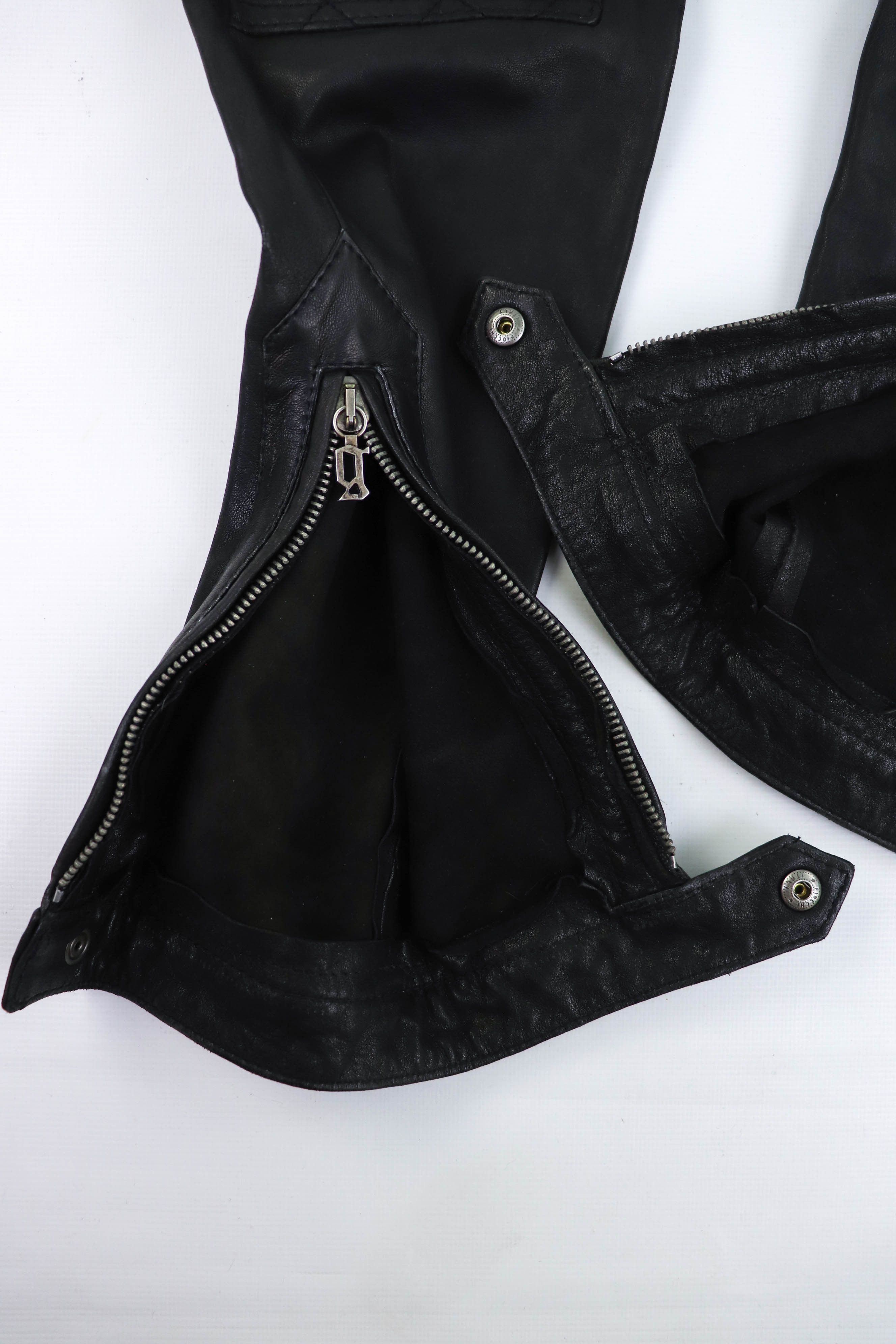 John Galliano Vintage Galliano 2000s Black Leather Zip Biker Pants Size 30" / US 8 / IT 44 - 16 Thumbnail