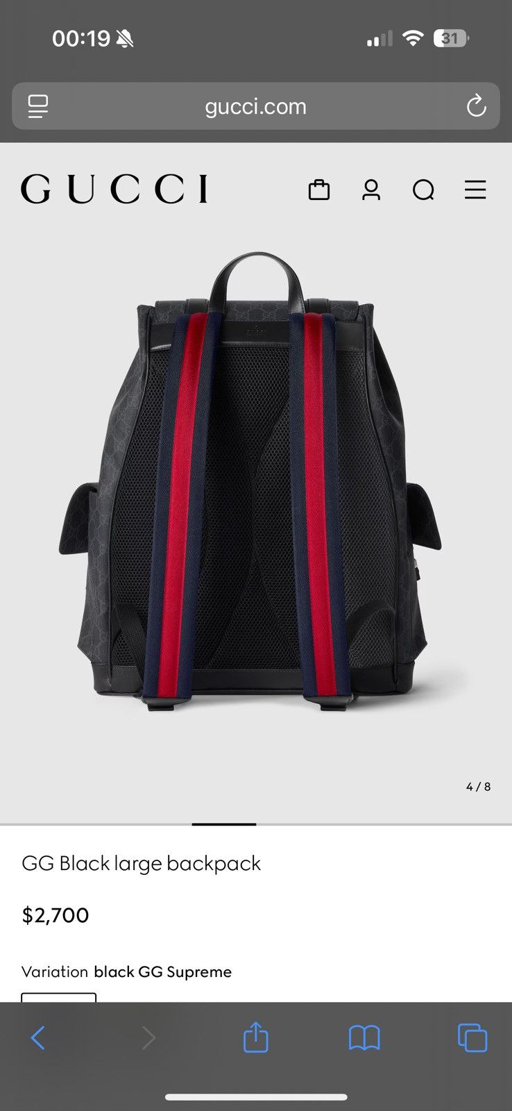Gucci Gucci GG black backpack Size ONE SIZE - 2 Thumbnail