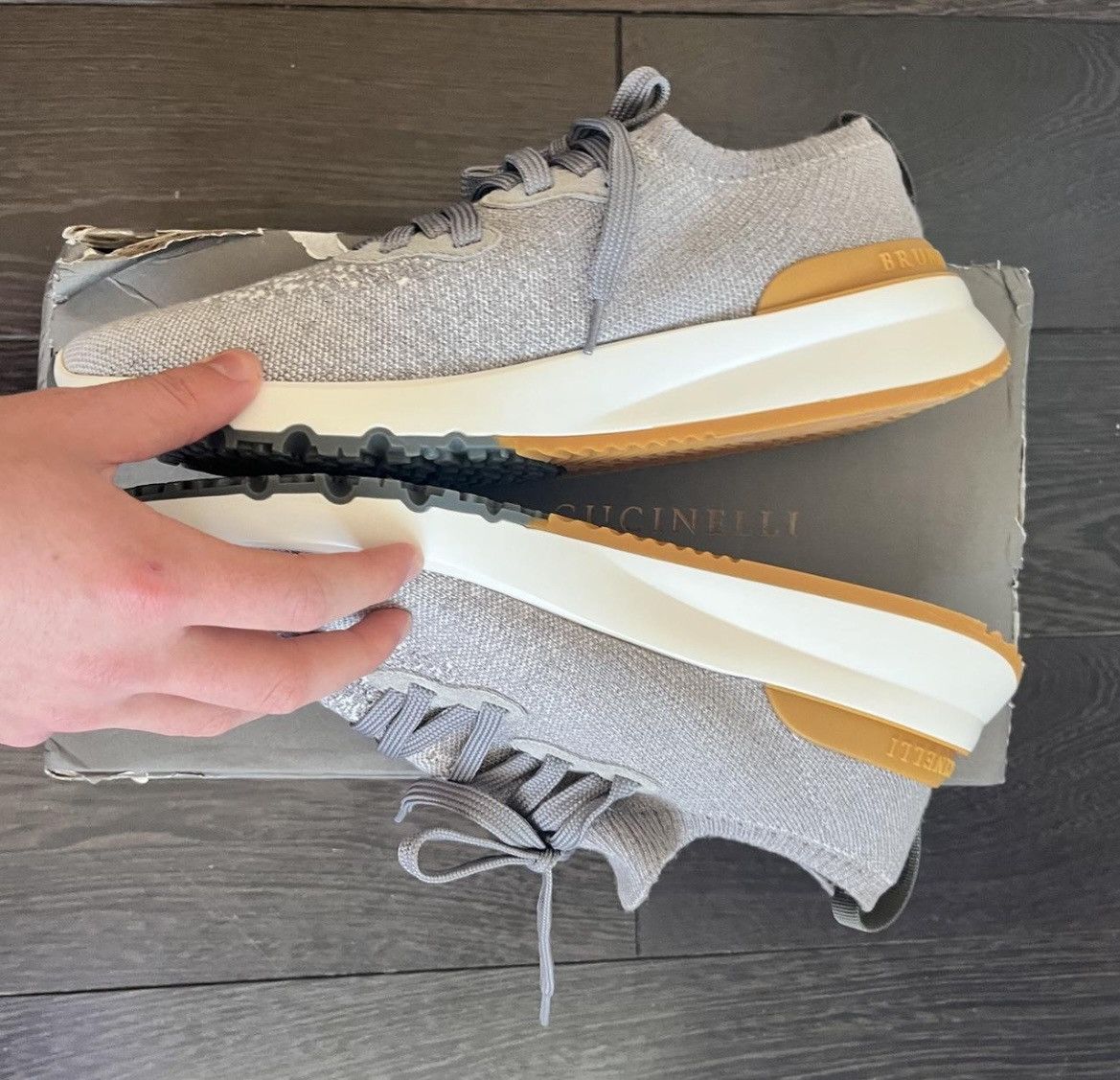 Brunello Cucinelli Brunello Cucinelli grey knit trainer uk 11 eu 45 Size US 12 / EU 45 - 2 Thumbnail