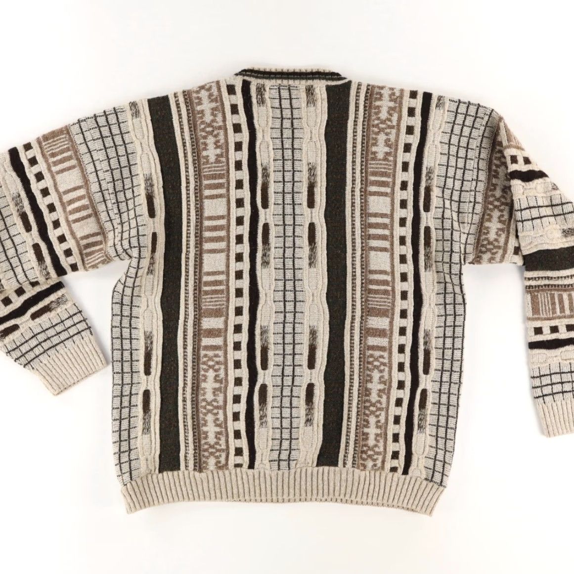 Coogi Protege 3D Knit Cosby Coogi Style Striped Sweater Brown Men's XL Size US XL / EU 56 / 4 - 4 Thumbnail