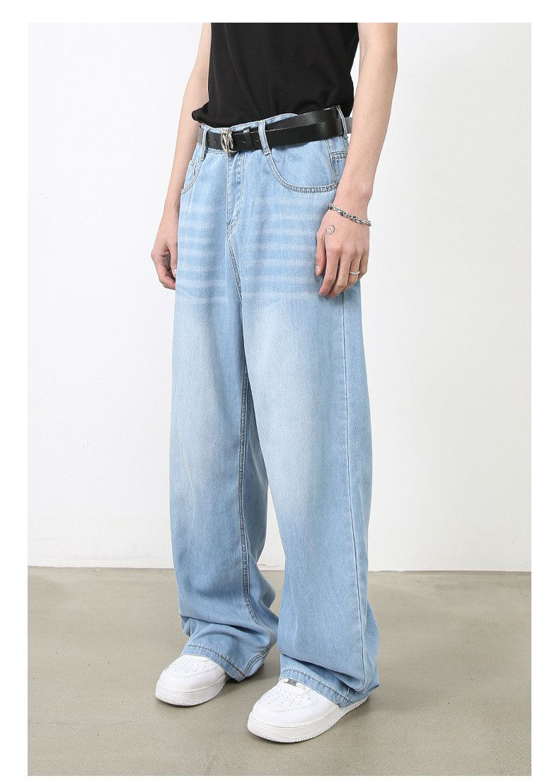 Japanese Brand × Jean Men's light blue washed retro straight loose jeans Size US 32 / EU 48 - 2 Thumbnail