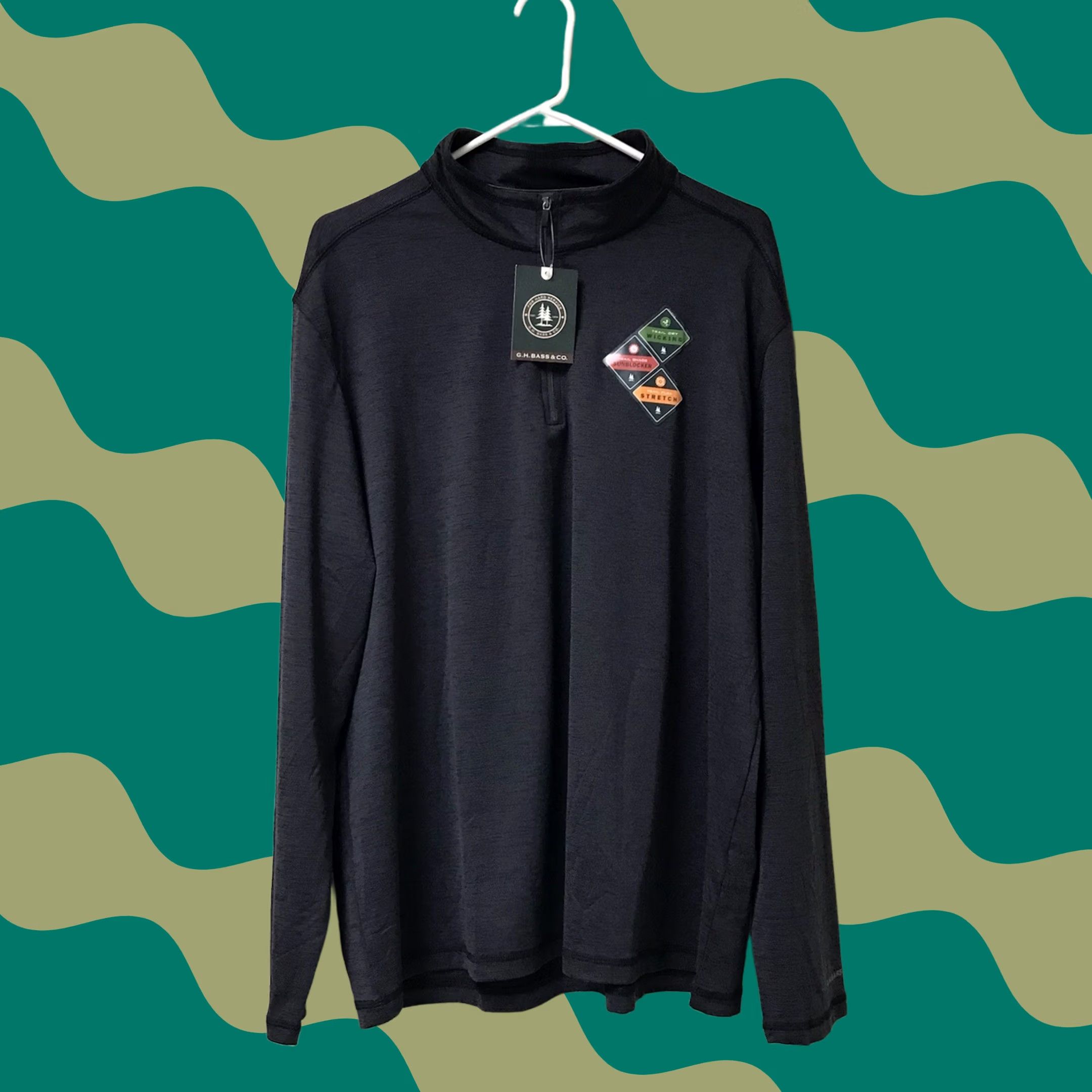 Vintage G.H. Bass & Co. Men Sweatshirt 1/4 Zip Heather Black XL Pullover Comfort Outdoor Moisture Wicking UPF 15 Lightweight Mock Neck Regu Size US XL / EU 56 / 4 - 1 Thumbnail