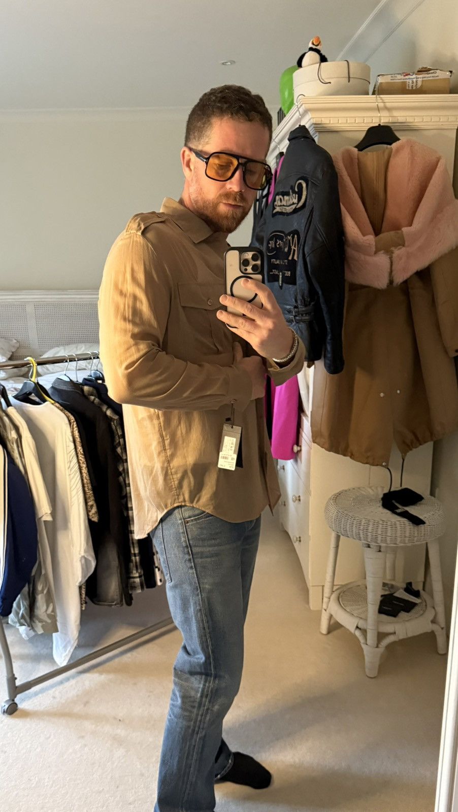 Saint Laurent Paris $1.1k SS23 Saint Laurent camo khaki army style sheer shirt L Size US L / EU 52-54 / 3 - 18 Thumbnail