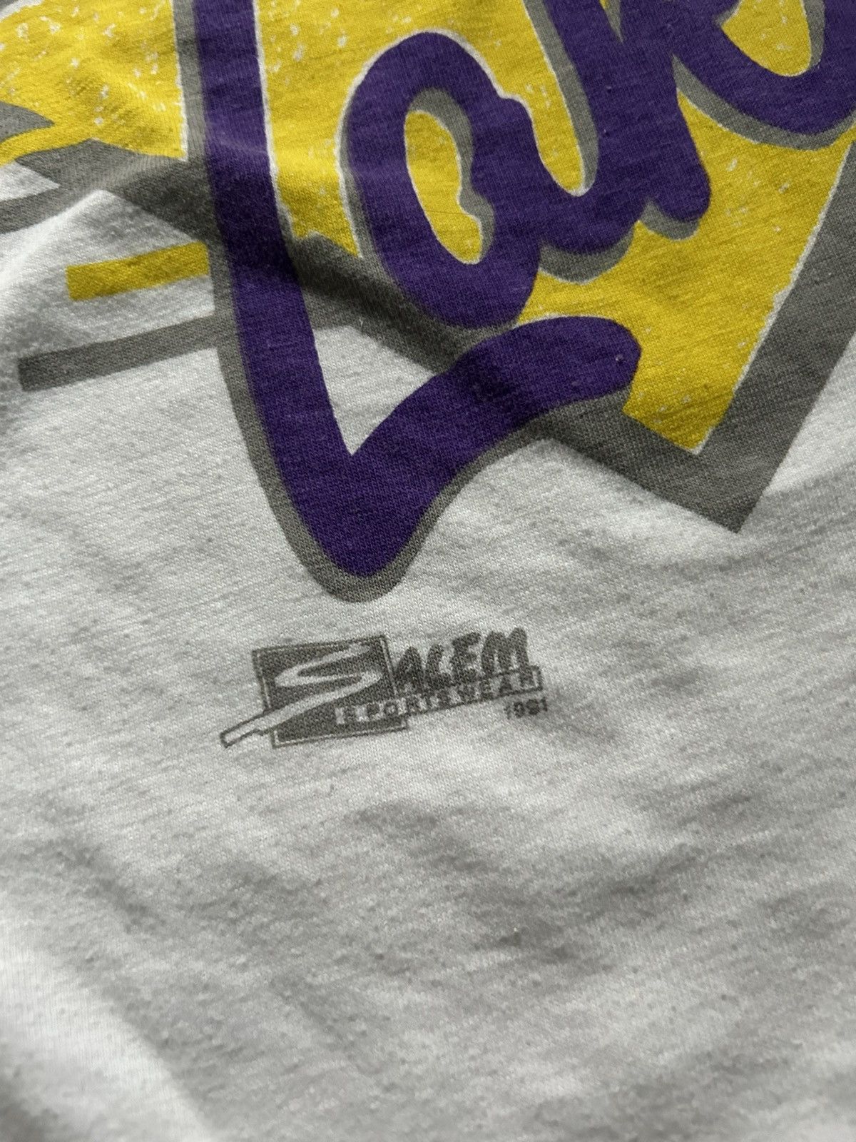 NBA × Vintage 1991 Los Angeles Lakers Single Stitch T-Shirt Size US M / EU 48-50 / 2 - 3 Thumbnail
