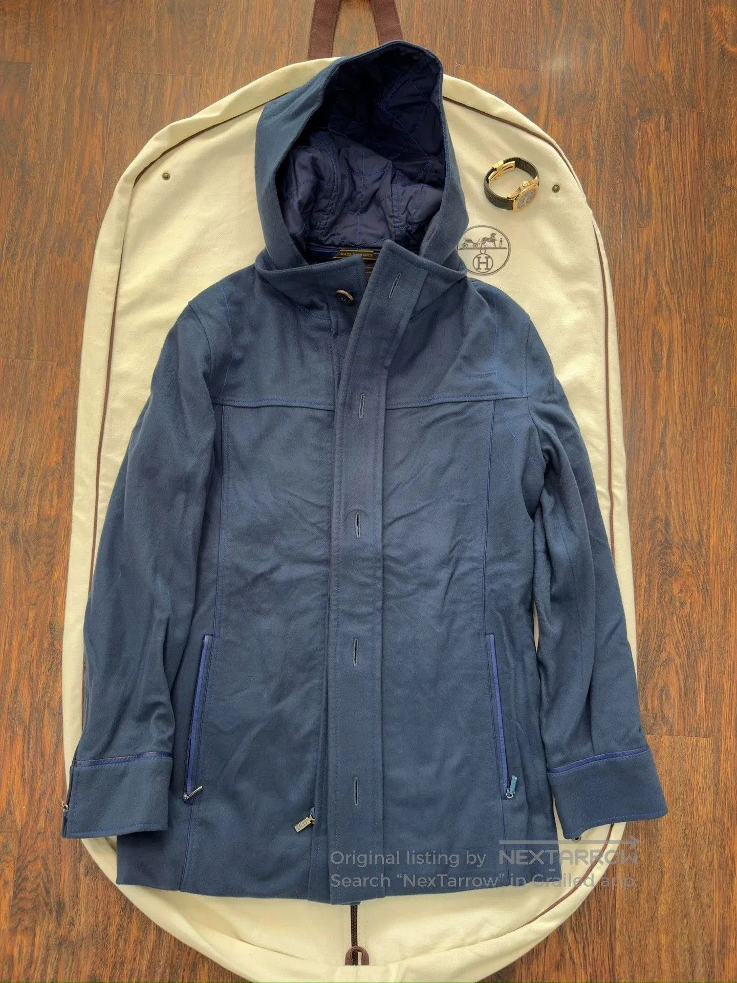 Zilli Blue Quilted Hooded Jacket Size M. Size US M / EU 48-50 / 2 - 8 Thumbnail