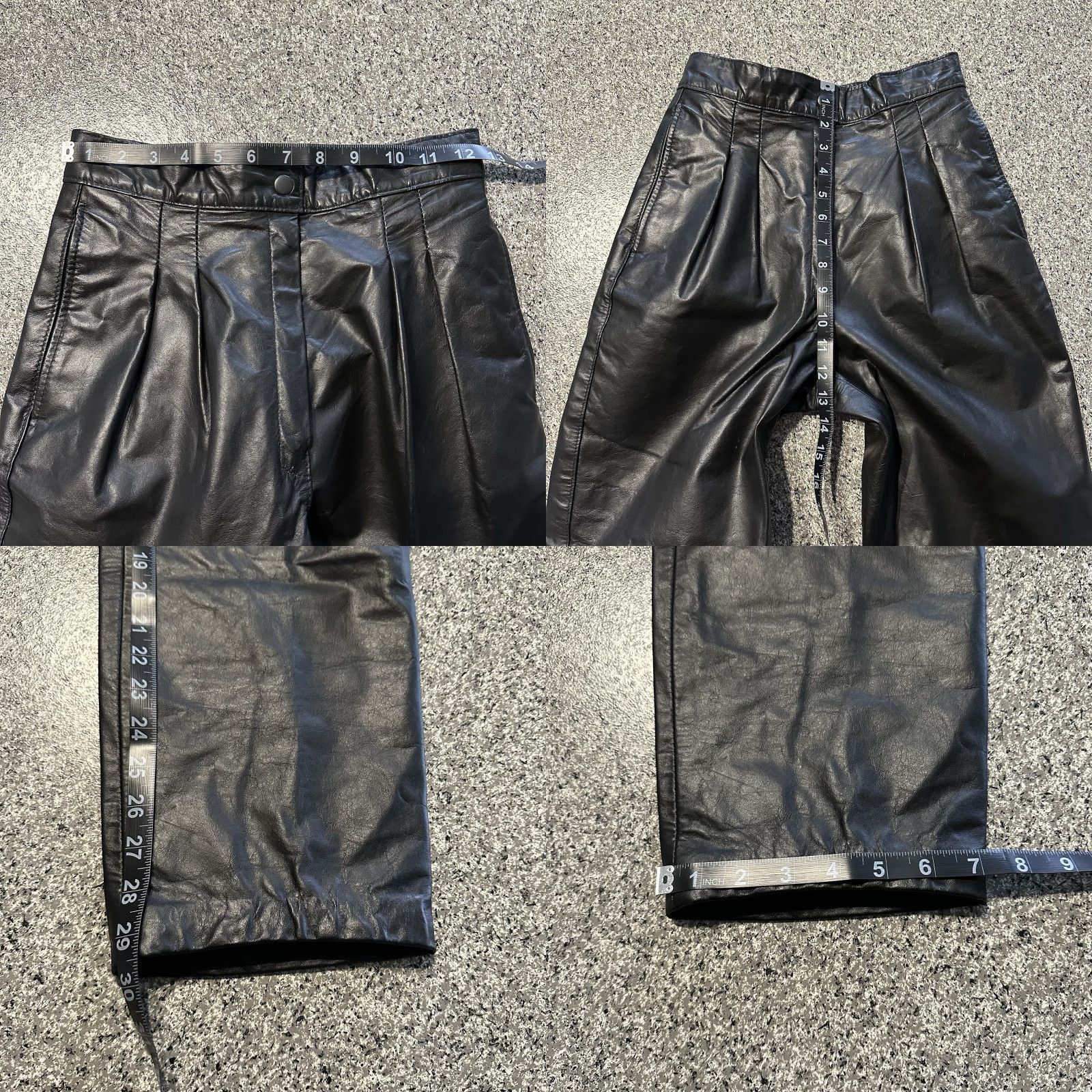 Vintage Vintage Comint Leather Pants Womens 24x29 Pleated High Rise Straight Genuine Black 90s Style Women's Pants Size 42" / US 20 - 8 Thumbnail