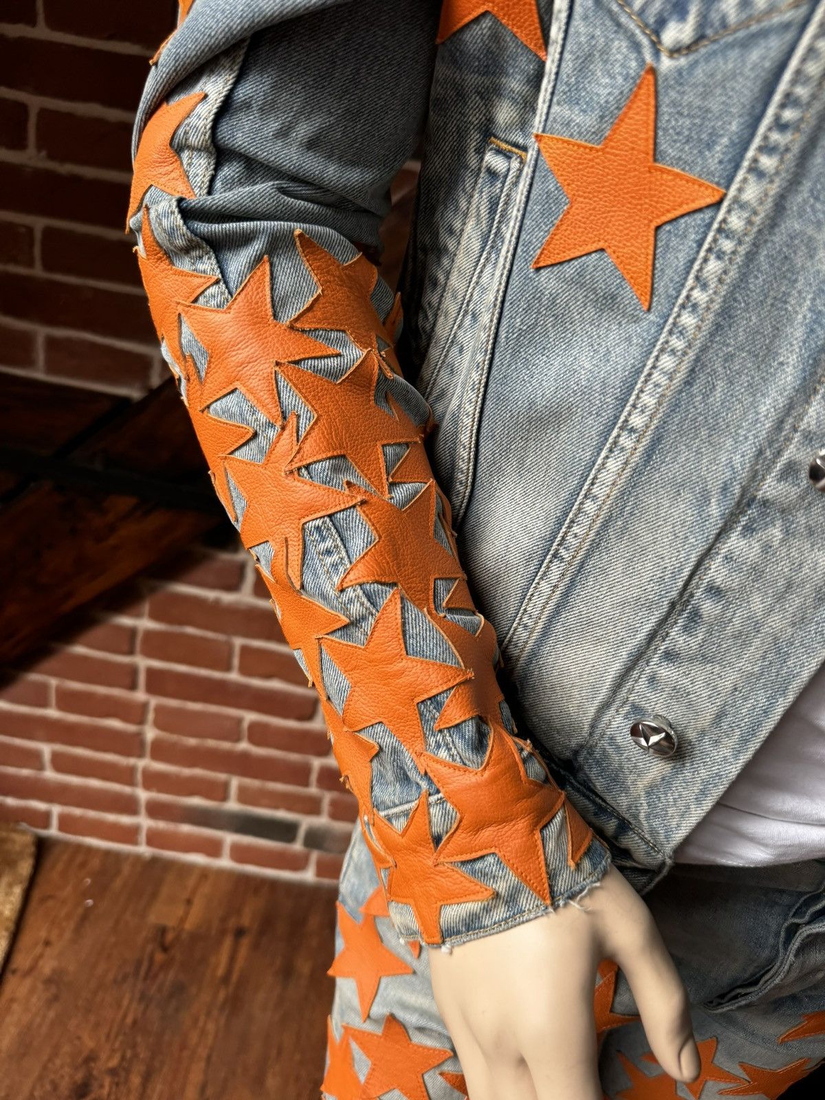 Amiri Amiri Orange Stars denim jacket Size US L / EU 52-54 / 3 - 5 Thumbnail