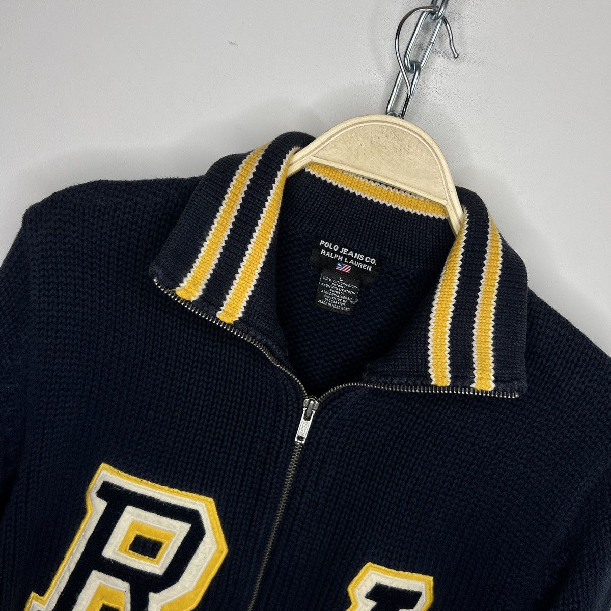 Polo Ralph Lauren × Ralph Lauren × Vintage Vintage Ralph Lauren Chunky Heavy Knit Jacket Zip Jumper Y2K Size US L / EU 52-54 / 3 - 5 Thumbnail