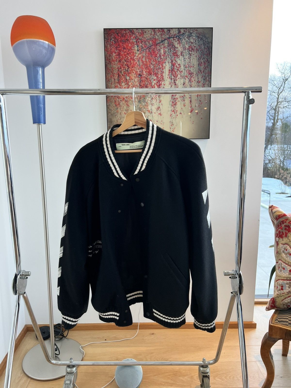 Off-White Off-White Brushed Diagonals Varsity Jacket Size US S / EU 44-46 / 1 - 1 Thumbnail
