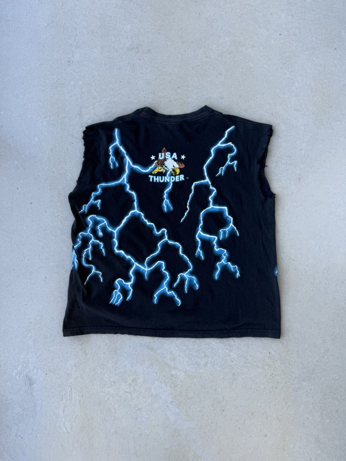 Vintage Vintage 90s American Thunder Lightning Biker Cutoff T-Shirt Size US XL / EU 56 / 4 - 2 Thumbnail
