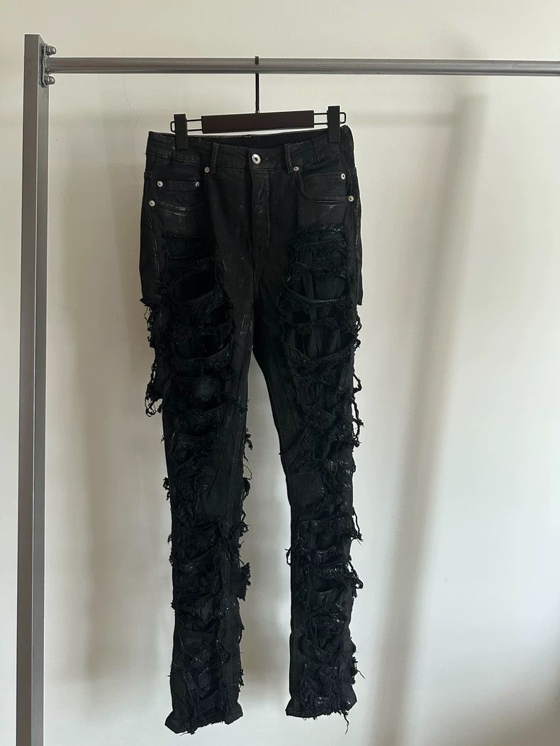 Rick Owens Rick Owens Erosion-Destructed Slim Streamer Wax-Brushed Je Size US 30 / EU 46 - 1 Thumbnail