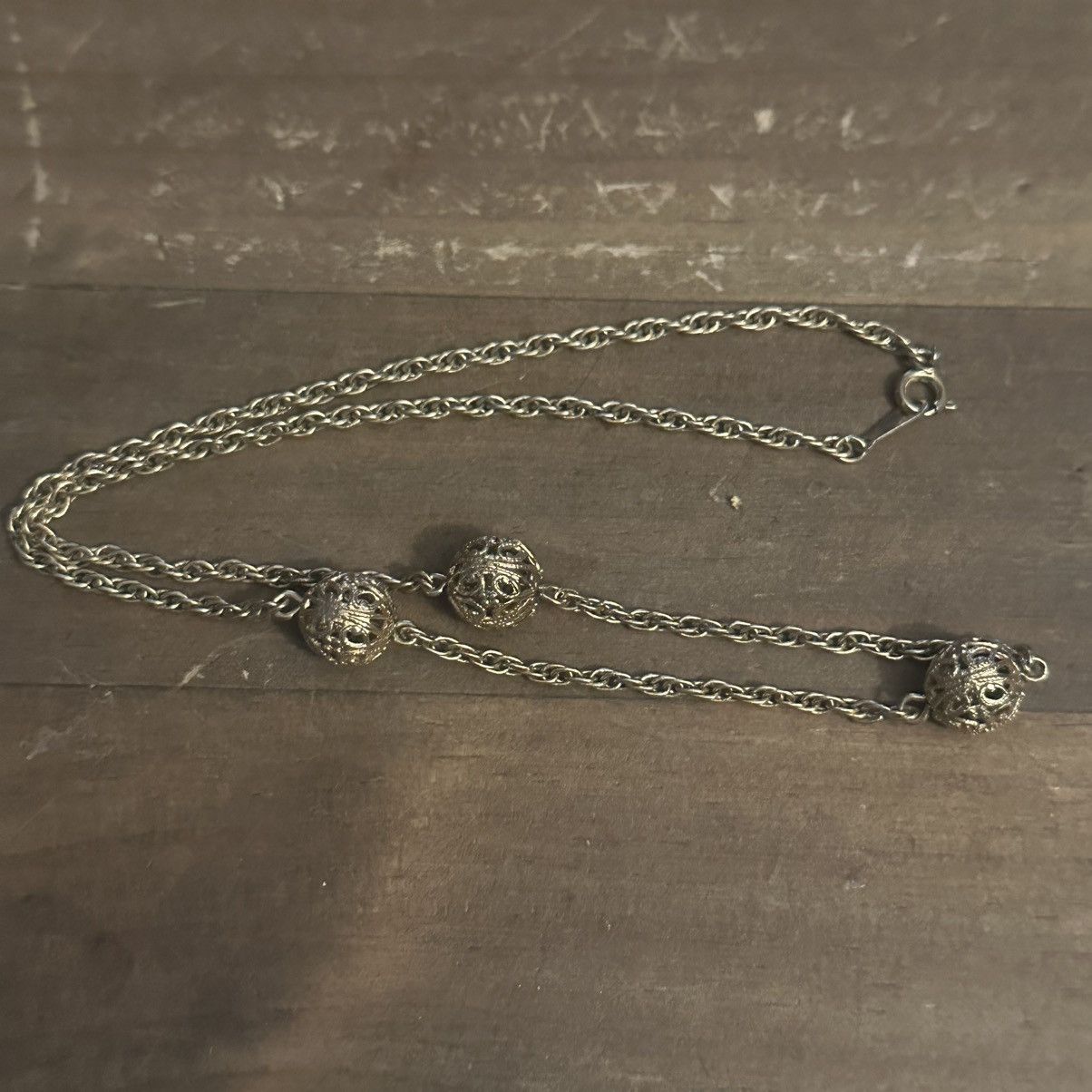 Vintage Vintage gold tone station filigree bead chain necklace Size ONE SIZE - 6 Thumbnail