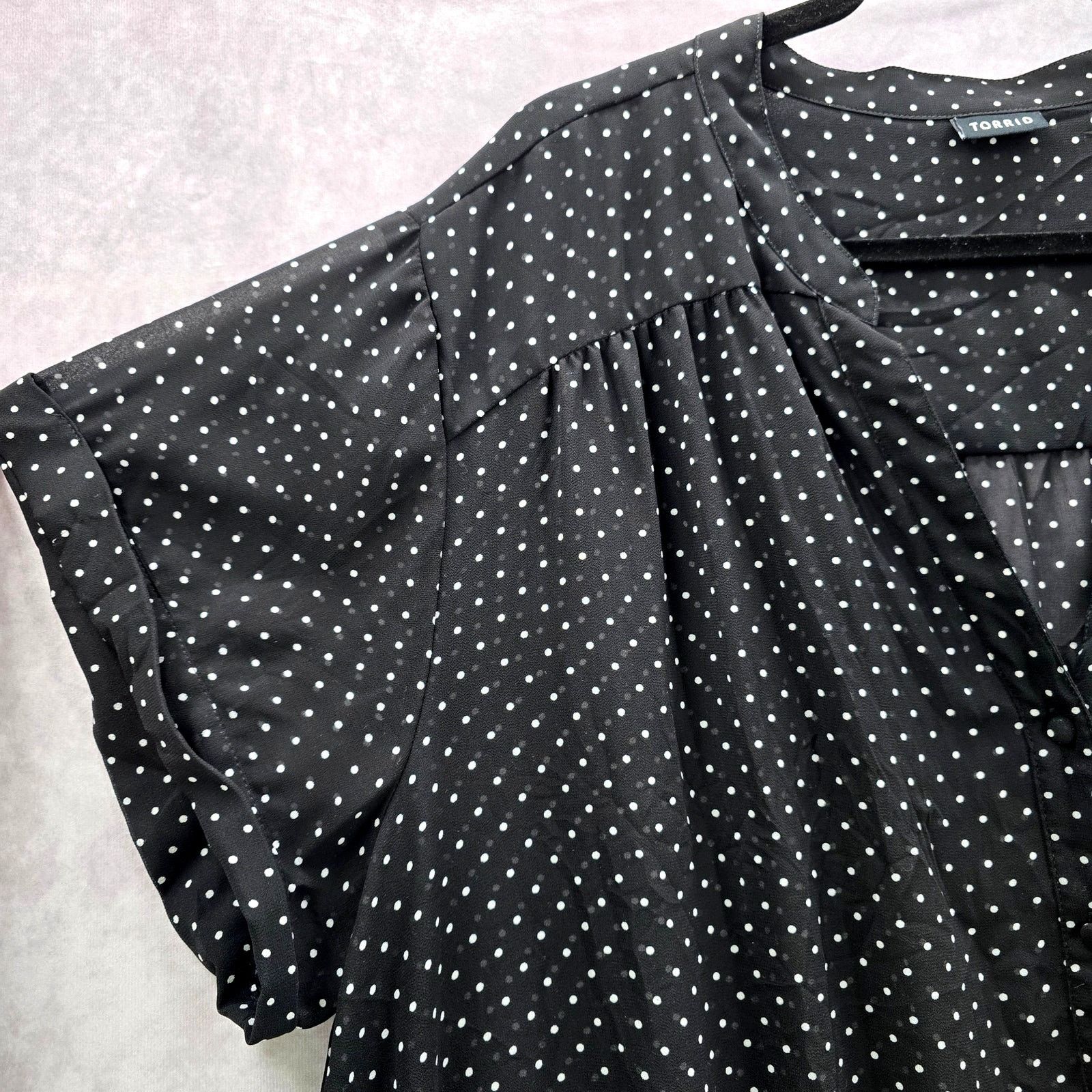 Other Torrid Black Sheer Polka Dot Blouse Shirt Top Plus Size 3XL Size 3XL / US 20-22 - 4 Thumbnail