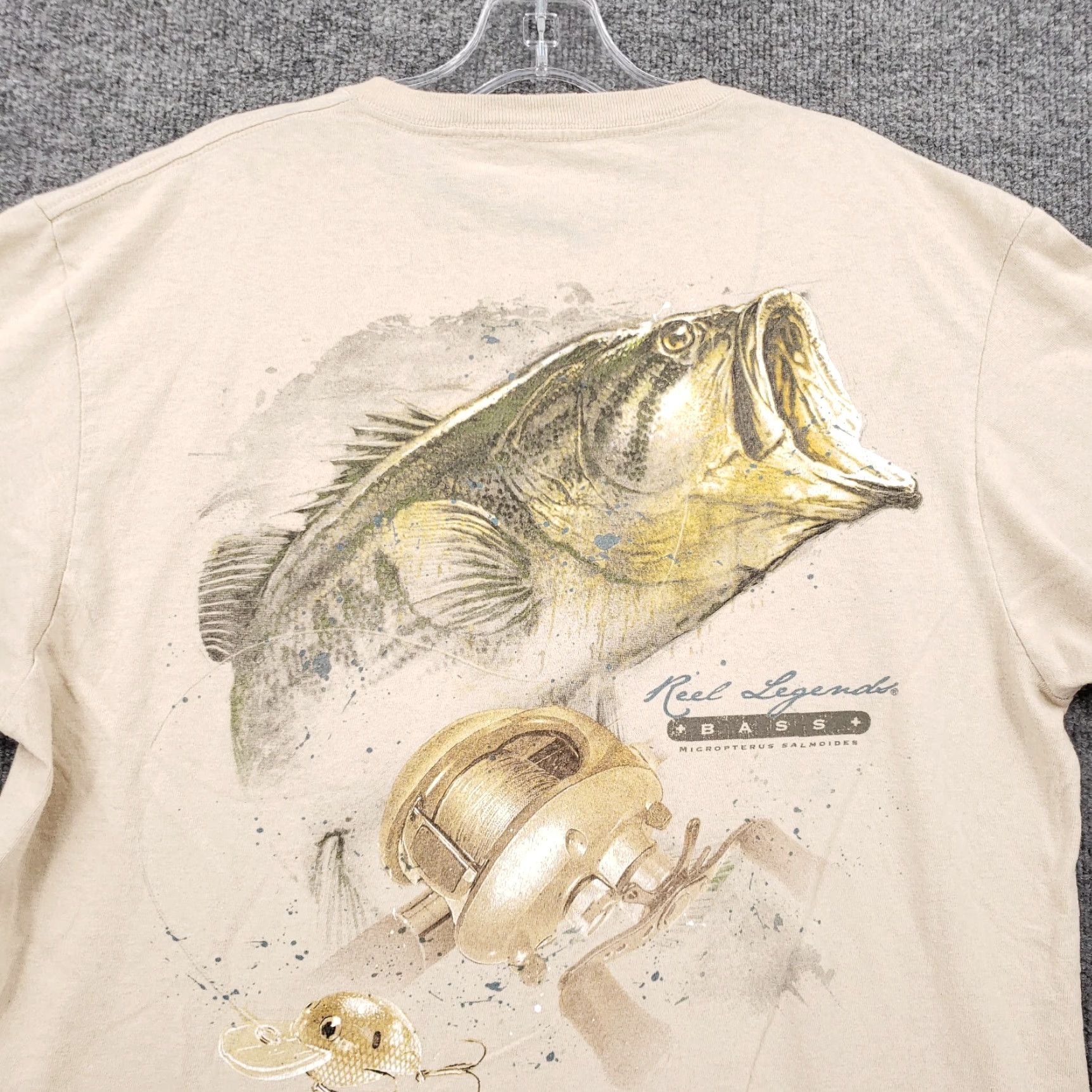 Vintage Reel Legends T-Shirt Men L Beige Bass Graphic Short Sleeve Fishing Cotton Size US L / EU 52-54 / 3 - 5 Thumbnail