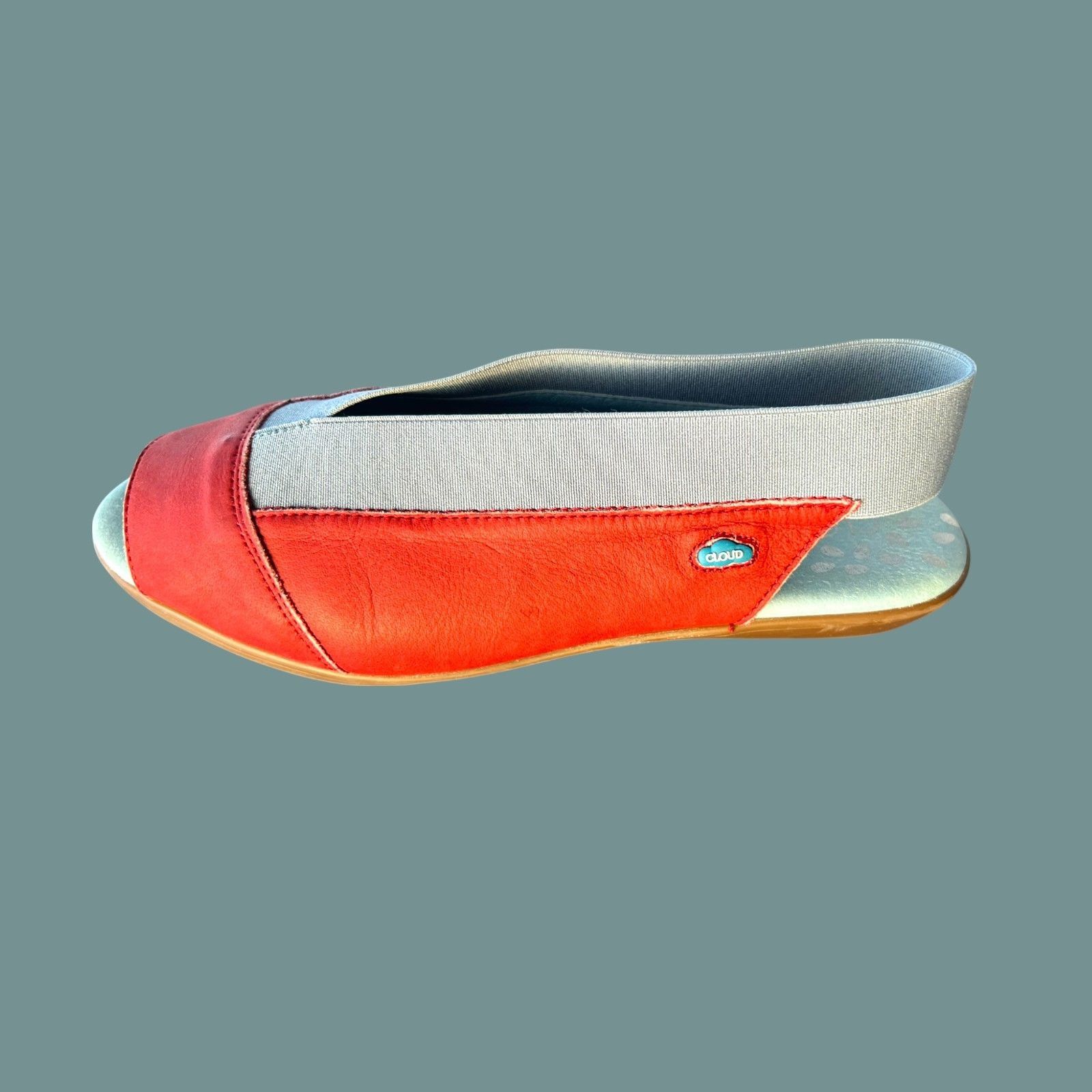 Other Cloud Womens Red & Gray Leather Slingback Sandals With Elast Size US 7.5 / IT 37.5 - 2 Thumbnail