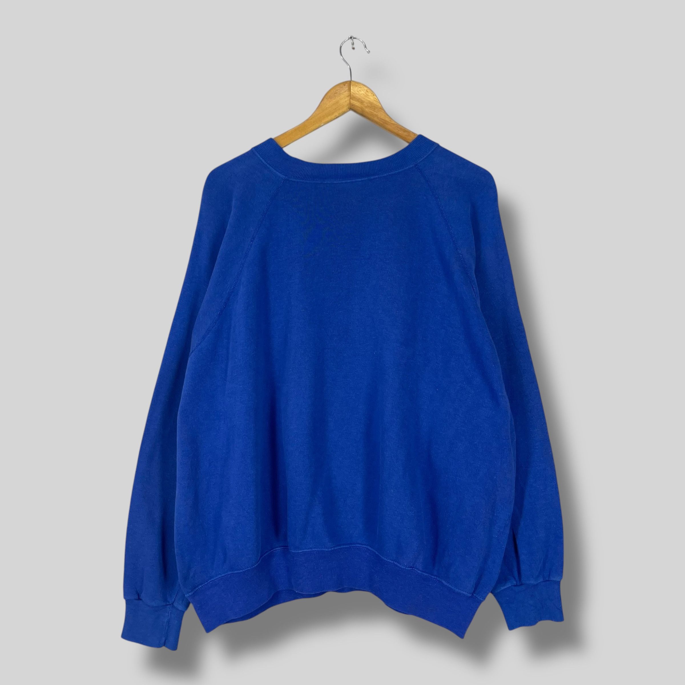 Vintage Vintage 1990s Plain Blue Sweatshirt Made In Usa Size US XXL / EU 58 / 5 - 7 Thumbnail