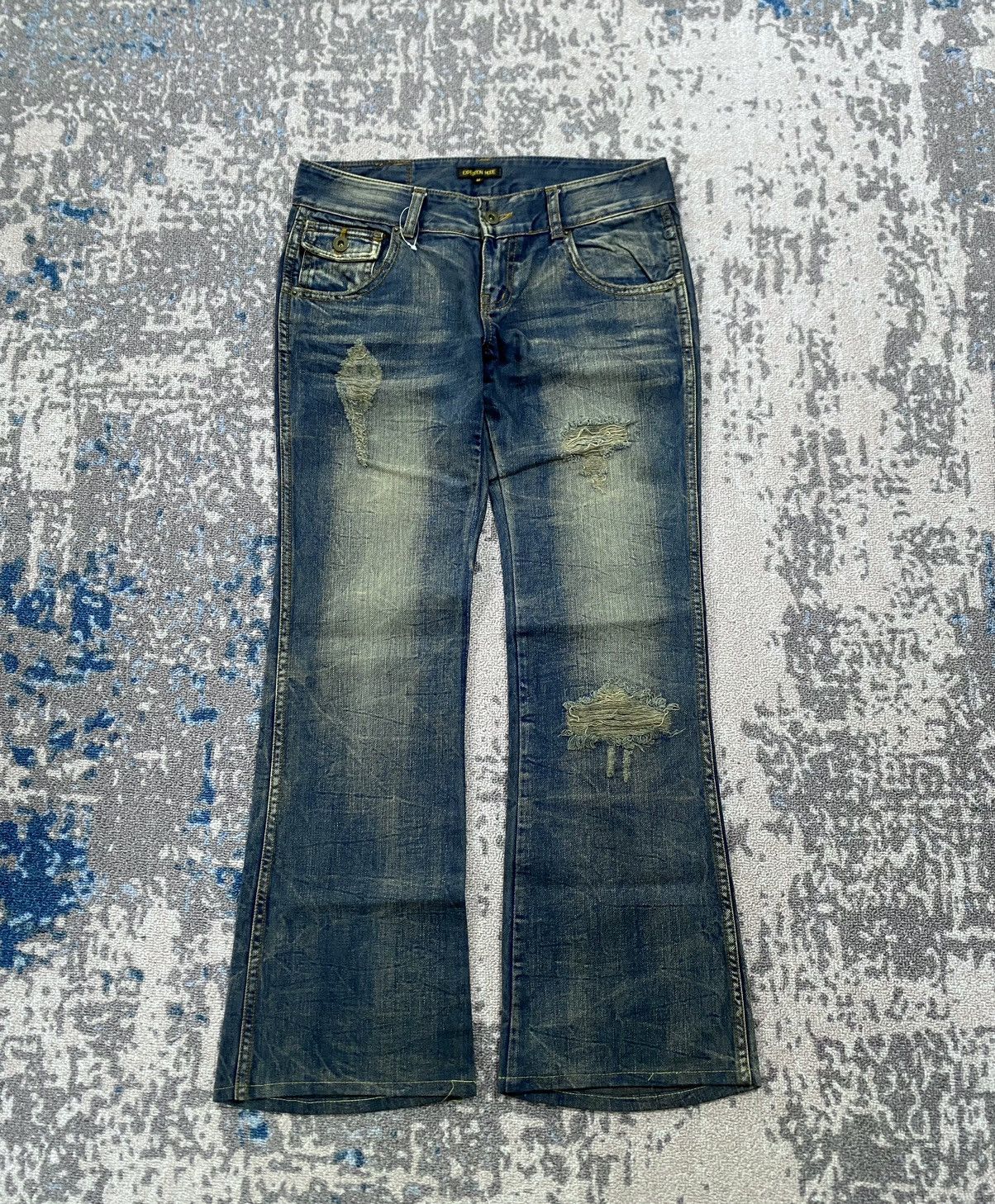 Tornado Mart Japanes Expedition Mode Distressed Bootcut Denim Jeans Size US 31 - 1 Thumbnail