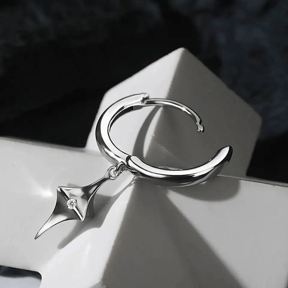 Jewelry Crystal Star Stone Earrings Gothic Punk Chrome Jewelry Spike Size ONE SIZE - 3 Thumbnail
