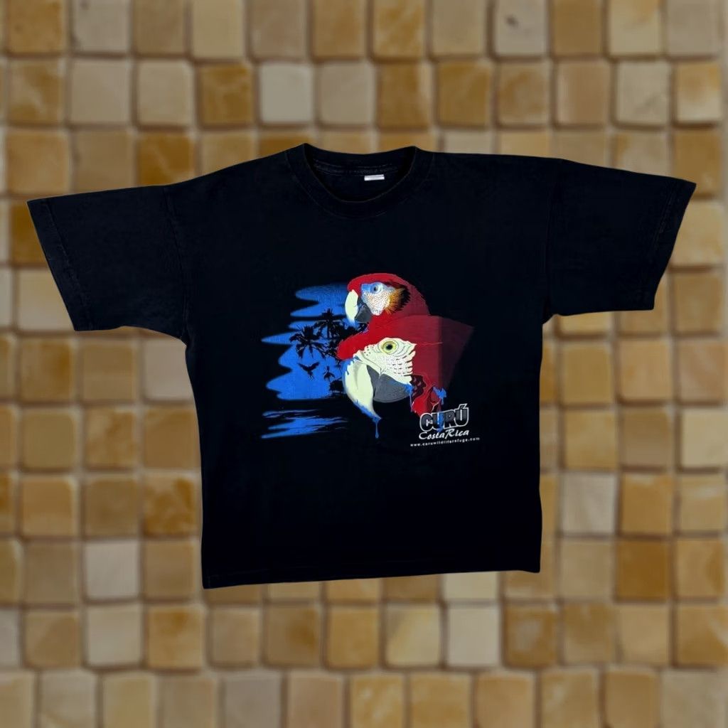 Vintage VINTAGE Curu Costa Rica Parrot Wildlife Tourist Graphic Black T-Shirt Small Mens Tee Graphic Print Costa Rica Parrot Wildlife Tourists 90s? Size US S / EU 44-46 / 1 - 1 Thumbnail