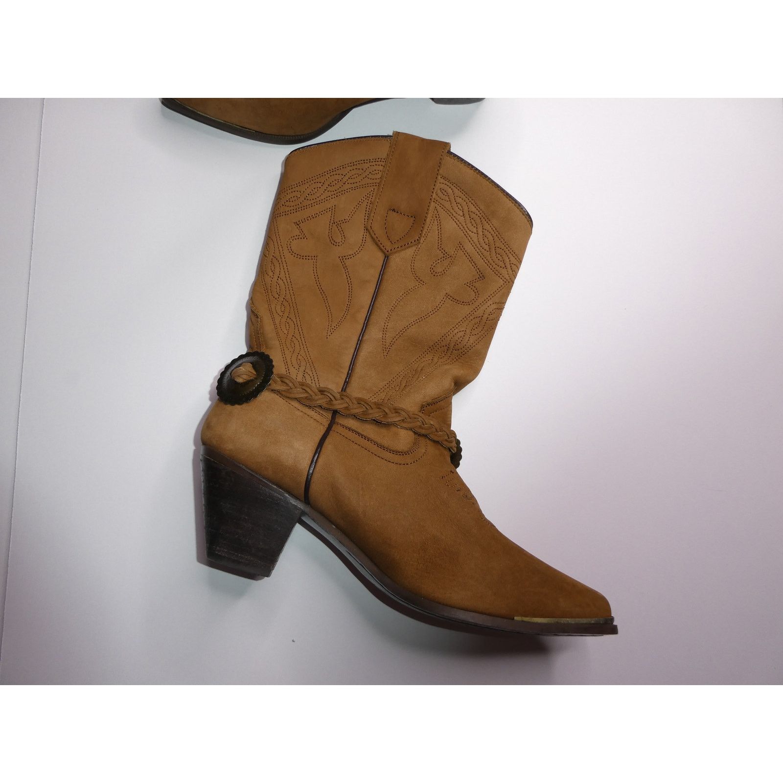 Oak Street Bootmakers Cowboy Boots, Brown, Gold Tip, Size 7.5, Oak Tree Farms Size US 7.5 / IT 37.5 - 3 Thumbnail