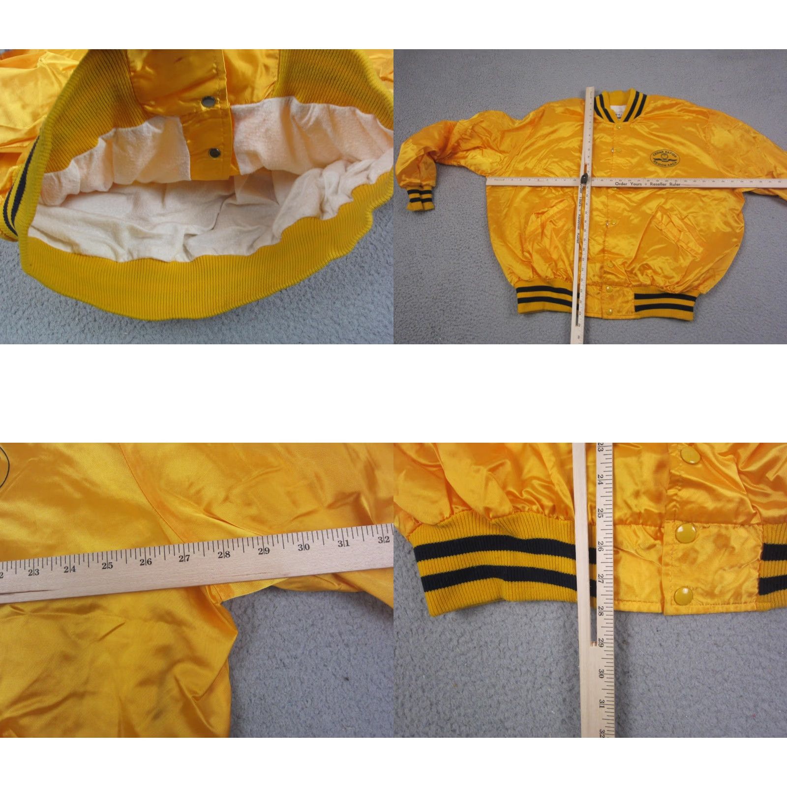 Vintage Vintage DeLong Bomber Jacket Mens 2XL Yellow Satin 90s US Pop 80s Winter Fall Spring Workwear Casual Mens Jacket Size US XXL / EU 58 / 5 - 8 Thumbnail