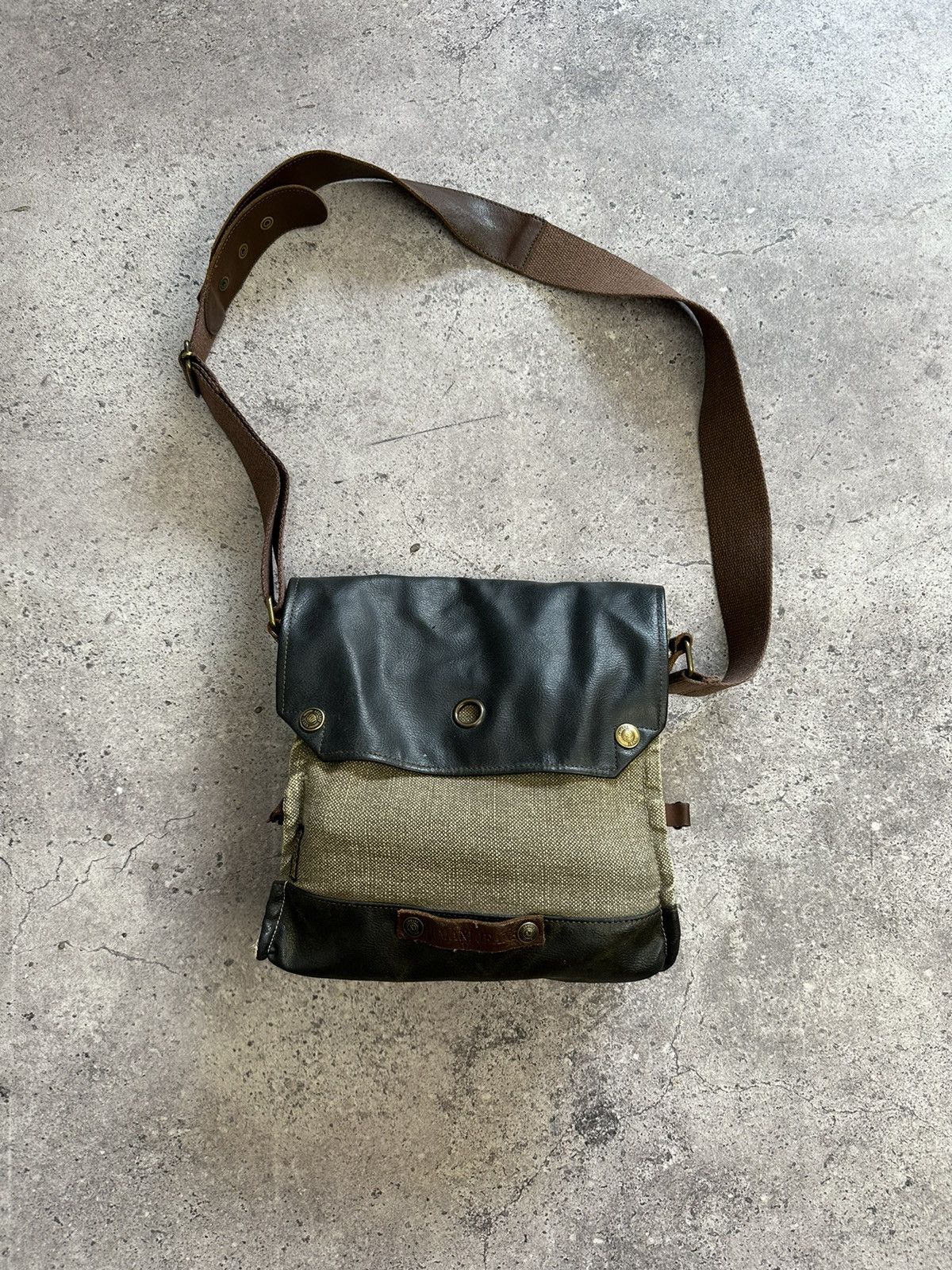 Vintage Armani Jeans AJ Leather Cotton Bag Archival Y2K